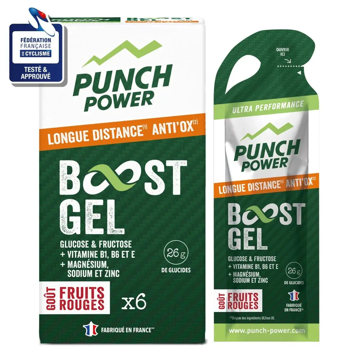 Gel énergétique Punch Power Fruits Rouges (x6)