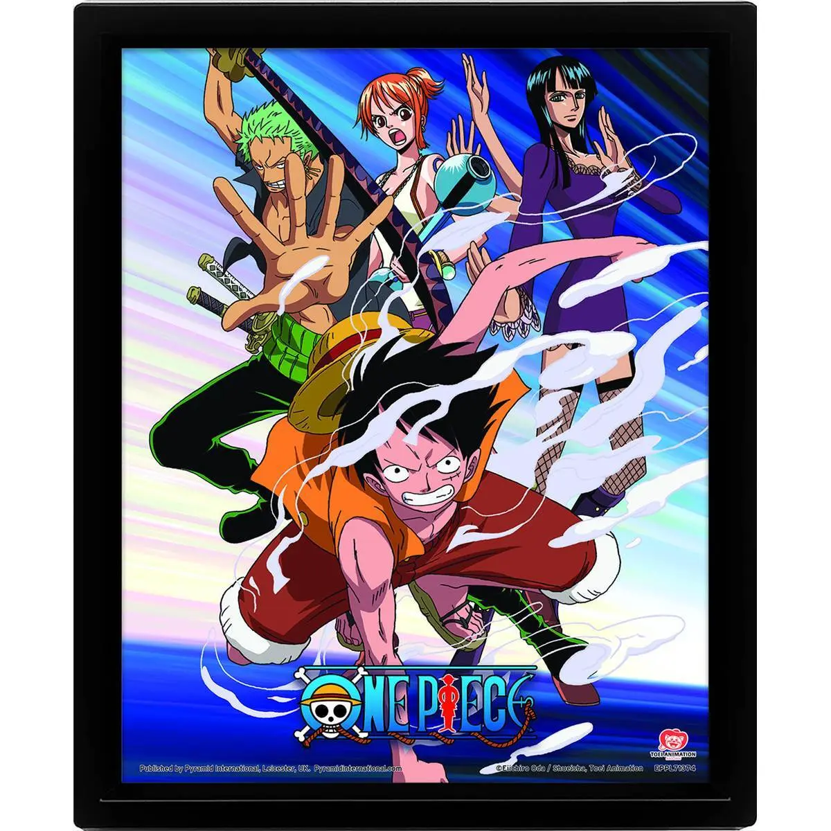 5051265892942 - - One Piece 3D Poster Straw Hat Pirates Assault 3-D Lentikular-Poster im Rahmen