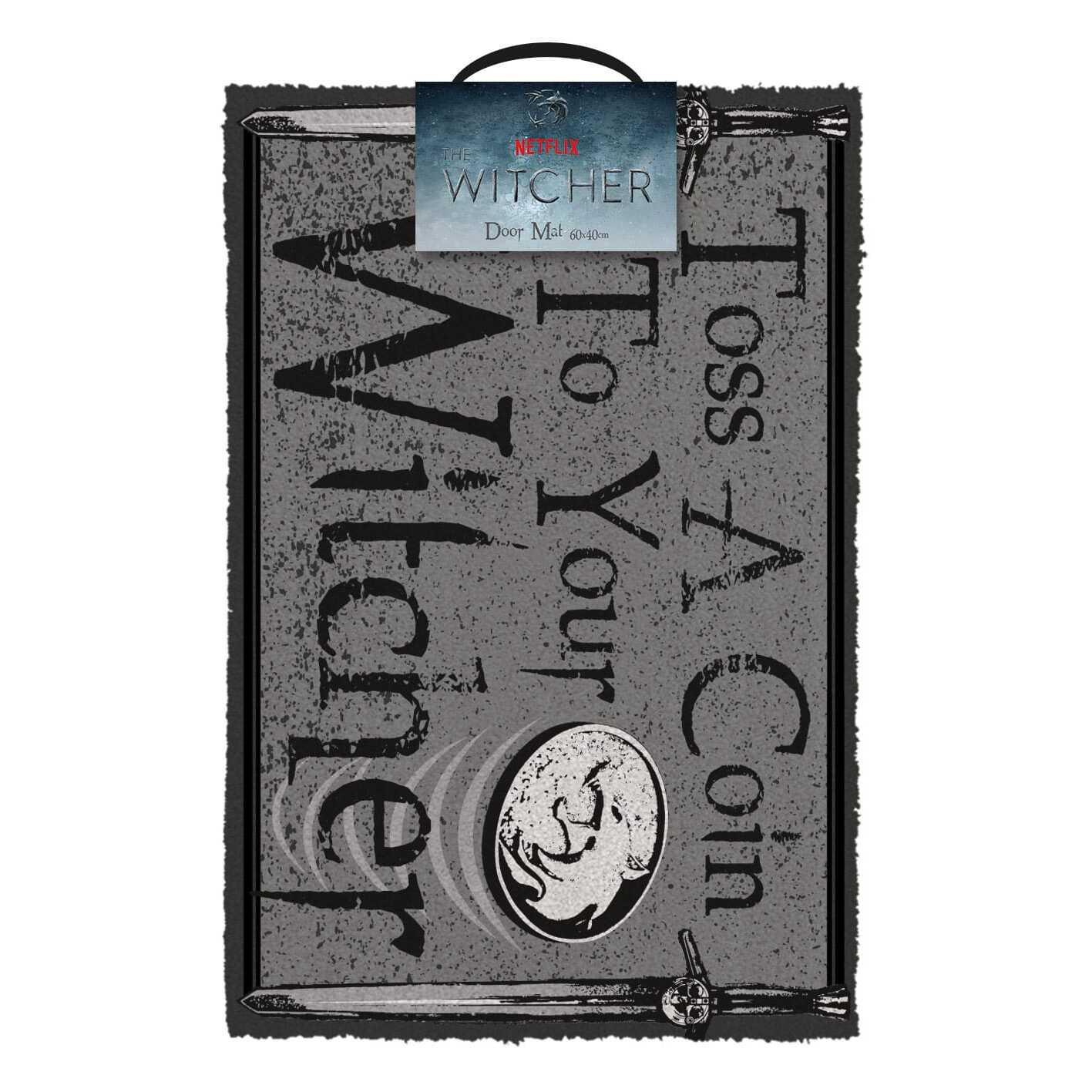 5050293857756 - - The Witcher Fußmatte Toss a Coin to your Witcher grau bedruckt aus Kokosfaser Unterseite aus pvc 5050293857756 - - The Witcher Fußmatte Toss a Coin to your Witcher grau bedruckt aus Kokosfaser Unterseite aus pvc