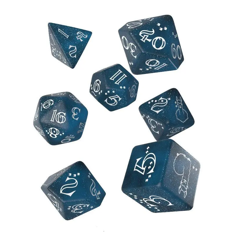 5907699495801 - Q-Workshop QWSSLLA3F - Shimmering Llama Dice Set (Glittering dark blue & white)