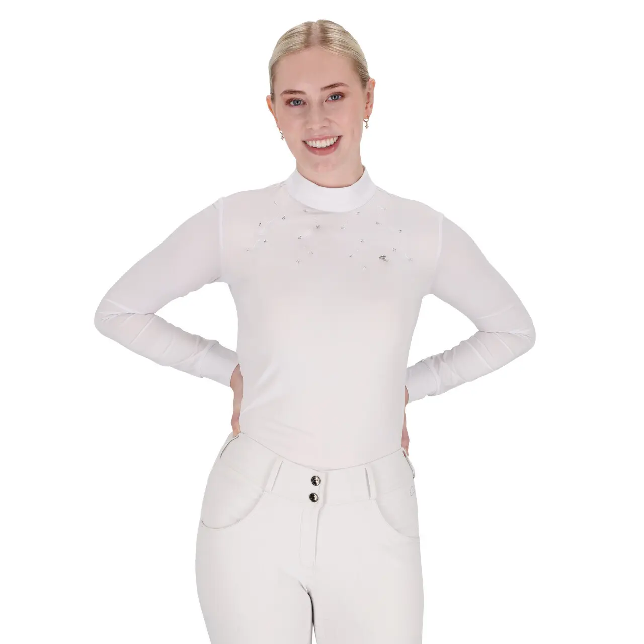 Dames wedstrijdpolo met lange mouwen QHP Amilara