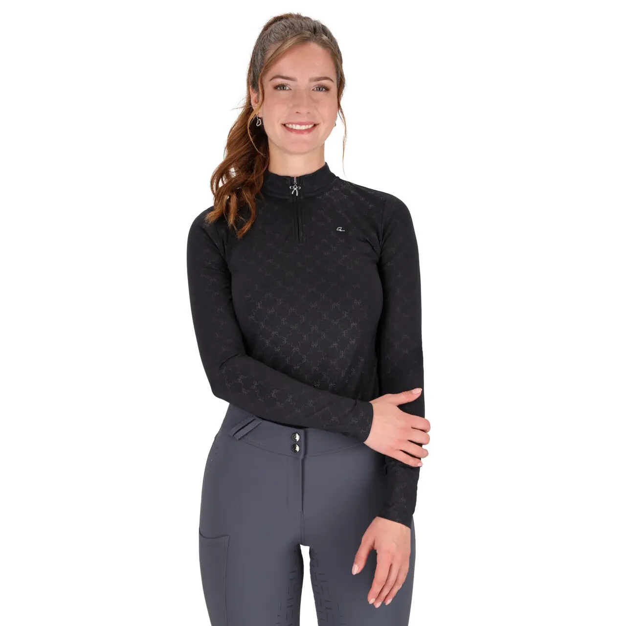 Polo d'équitation manches longues femme QHP Livora