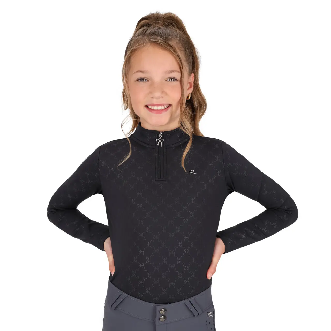 Qhp Sportshirt Livora junior (AW26) Black - 164 | Zwart | Winterkleding ruiter