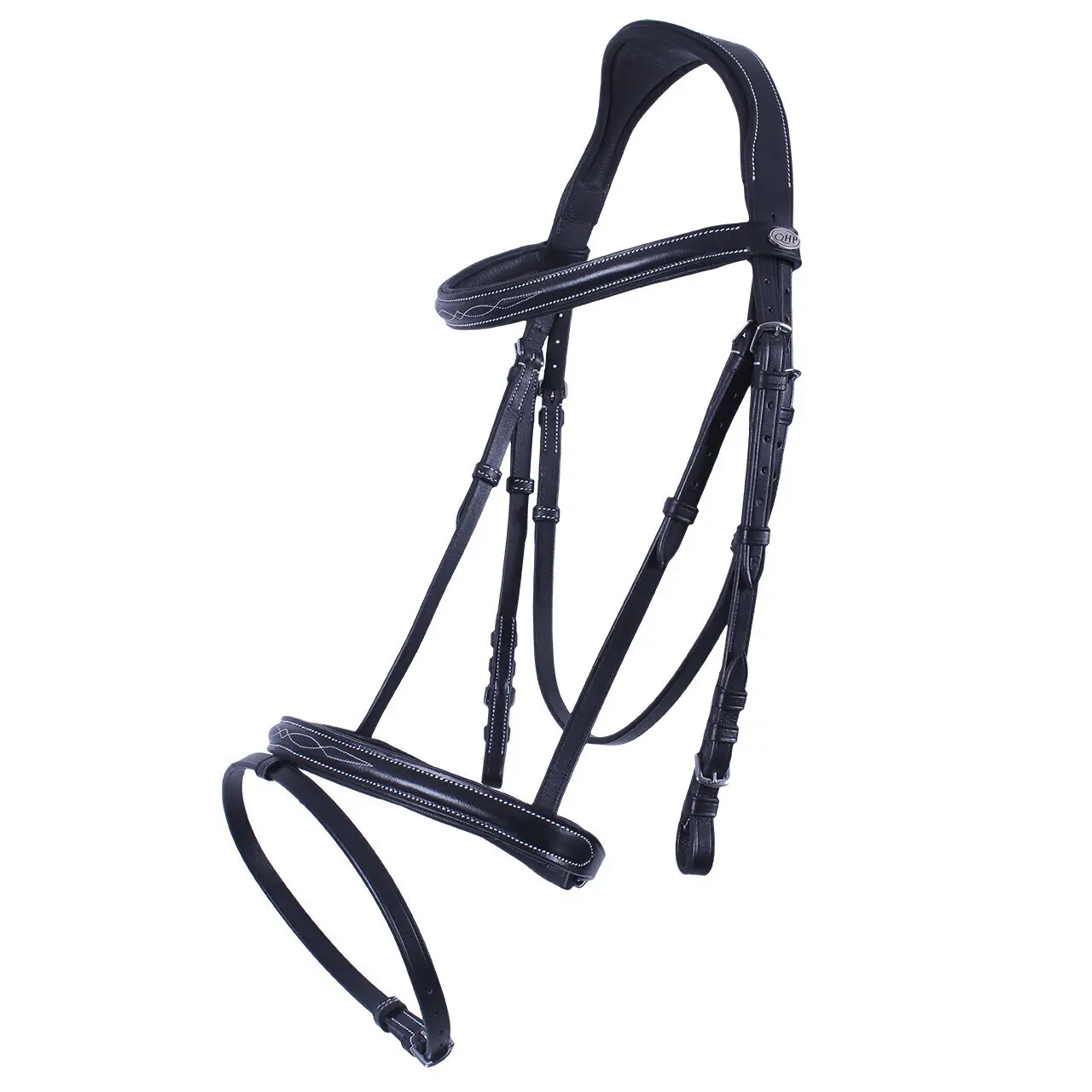 Qhp Noir Luxurious Bridles With Stitching
