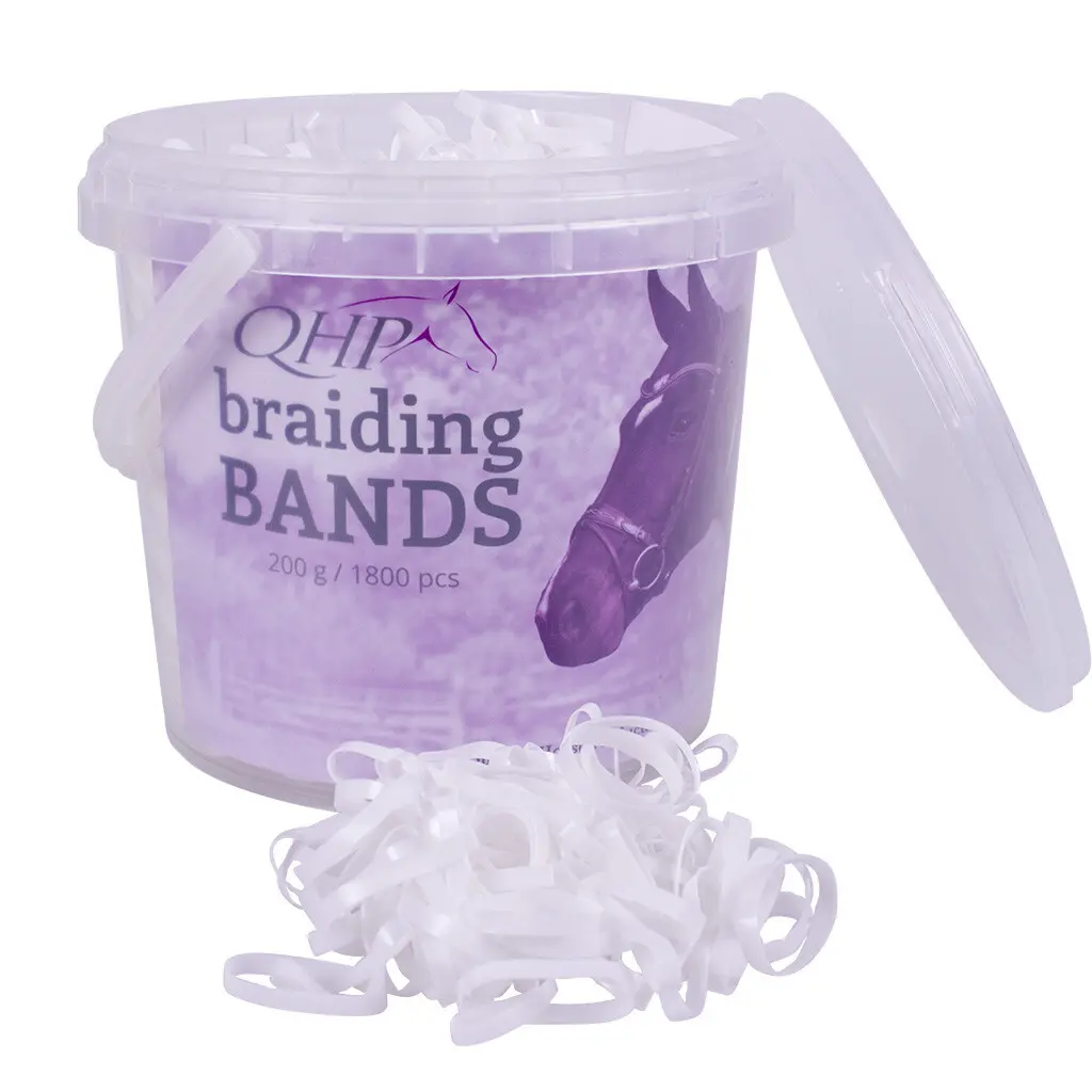 Q-Essentials Blanc Wide Rubber Hair Ties For Horses
