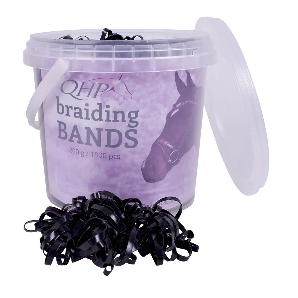 Q-Essentials Noir Wide Rubber Hair Ties For Horses