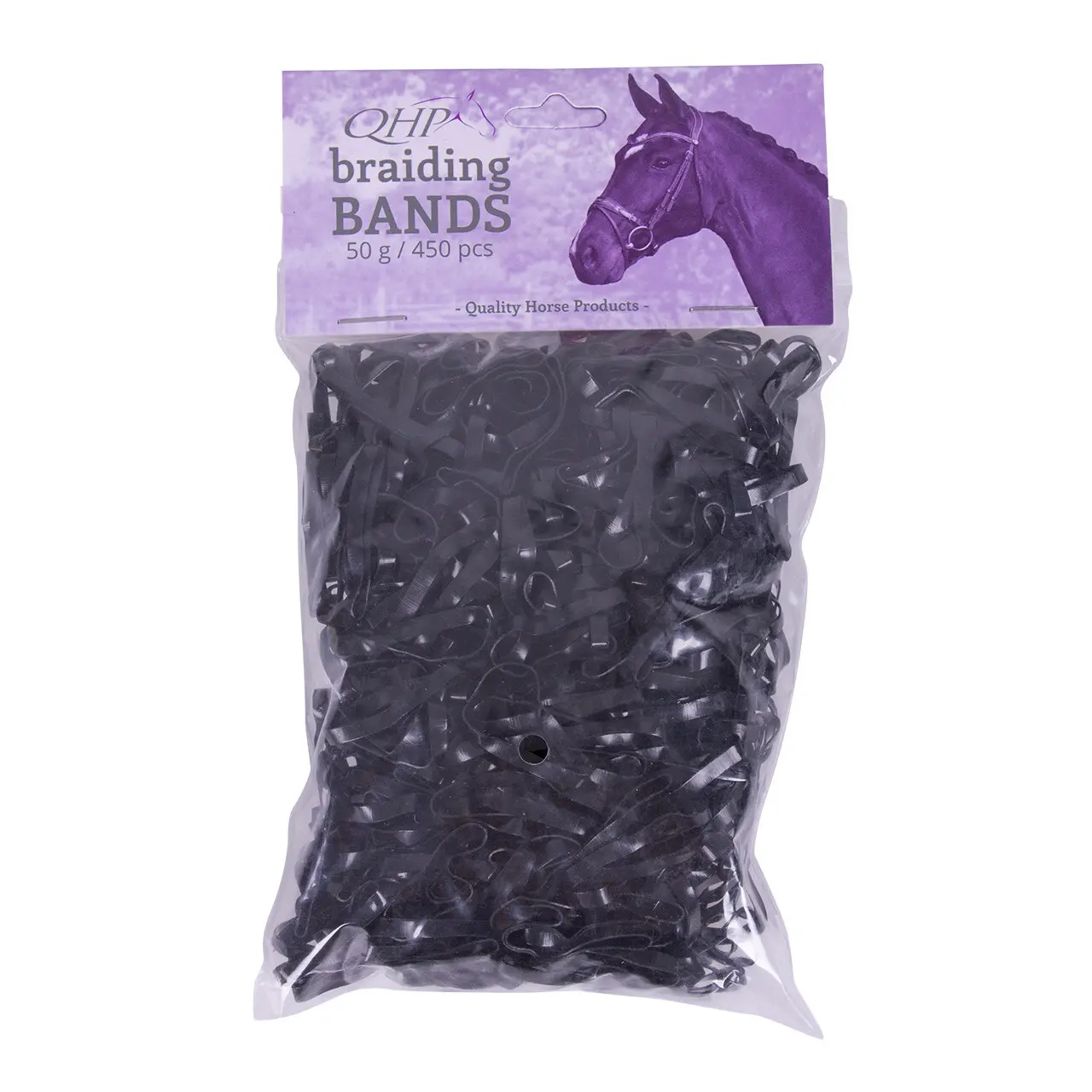 Q-Essentials Noir Wide Rubber Hair Ties For Horses