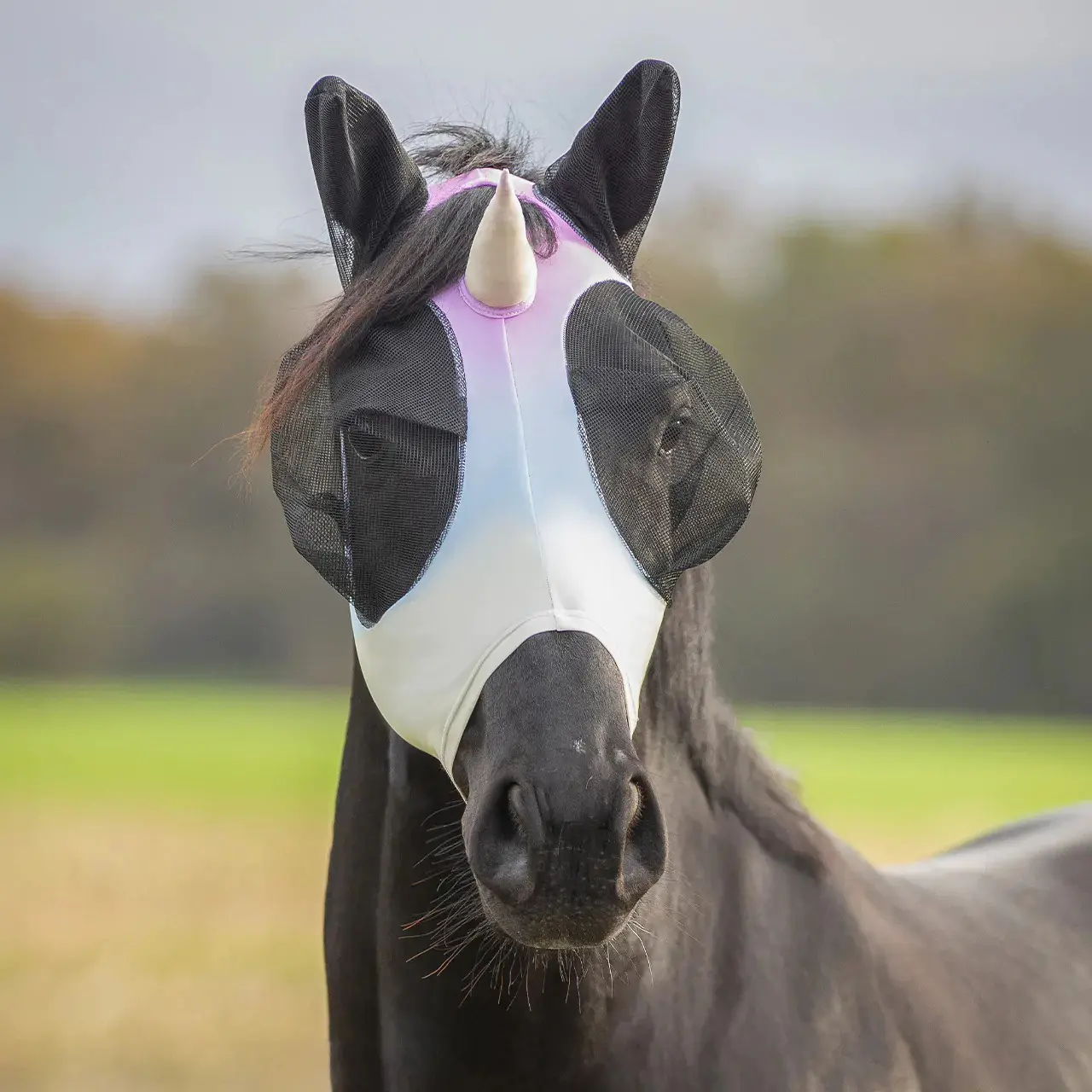 Fliegenhaube für Pferde QHP Unicorn