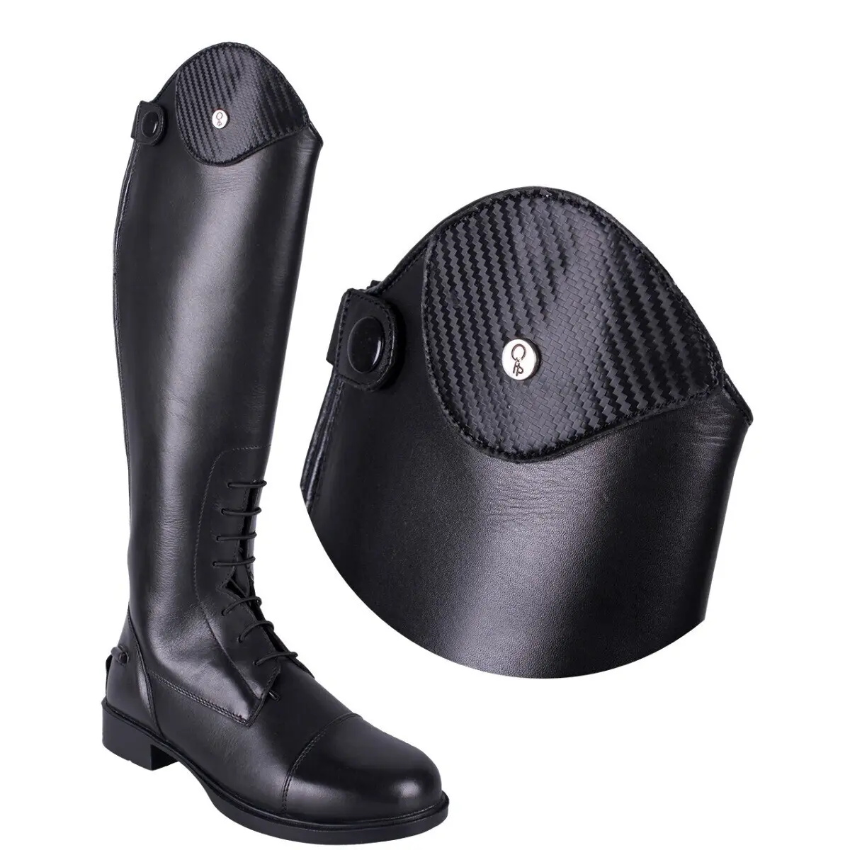 Qhp Noir Exchangeable Tops For Riding Boots Romy Carbon