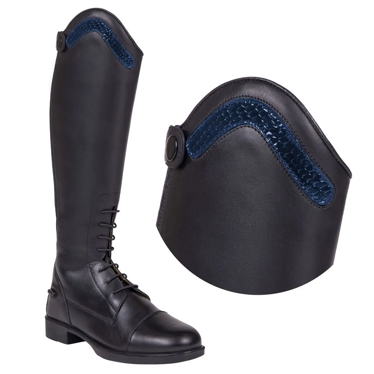 Qhp Women's Bleu Riding Boot Accessory Jaimy Croco