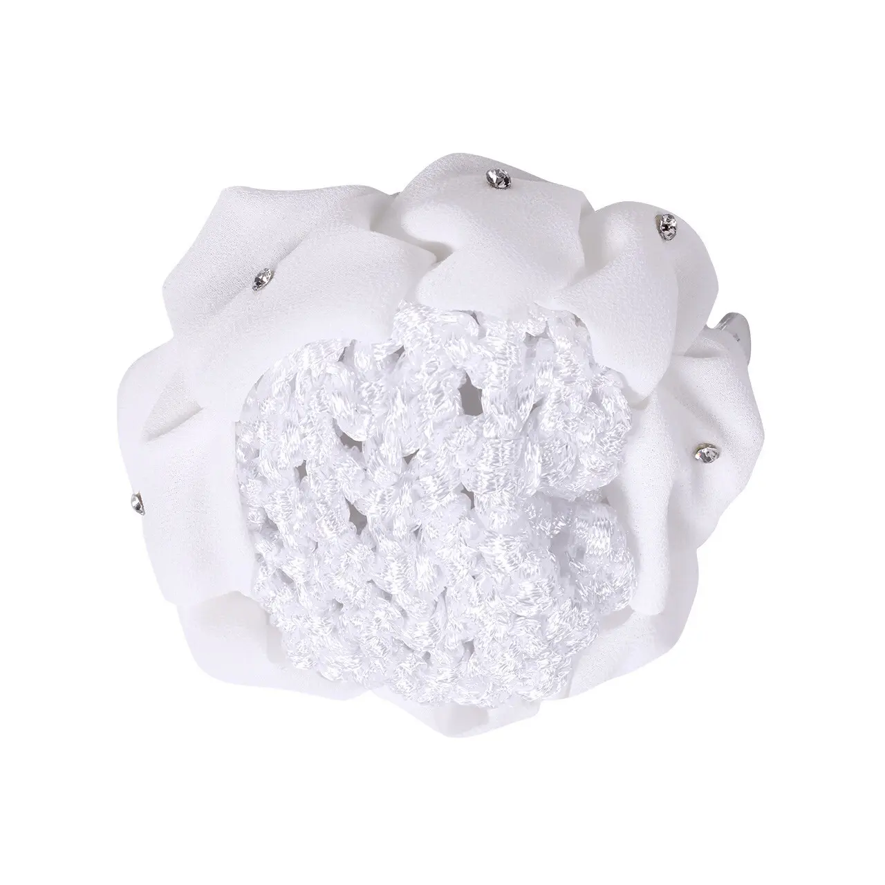Qhp Women's Blanc Hair Net Flower