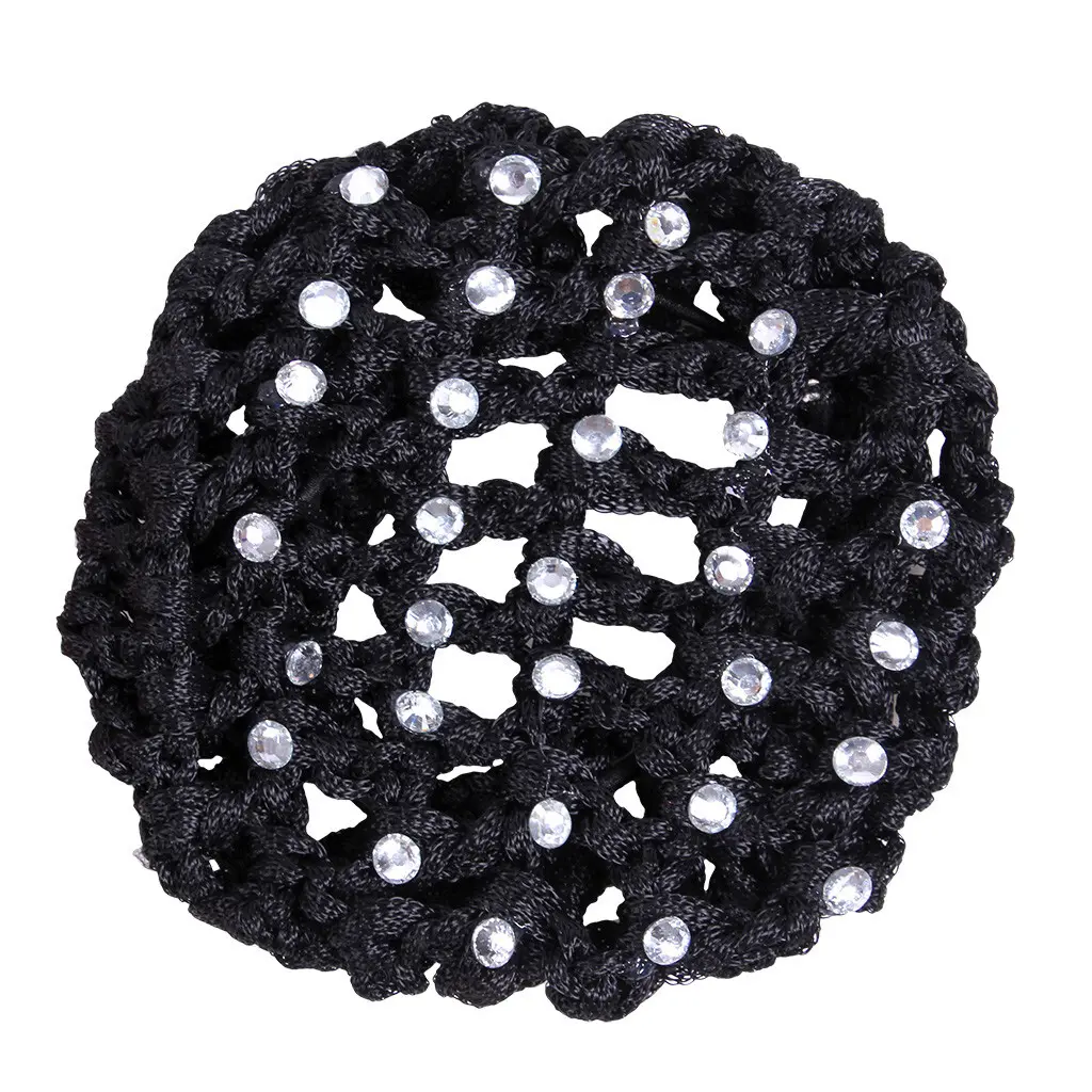 Qhp Noir Elastic For Woman's Bun Diamond