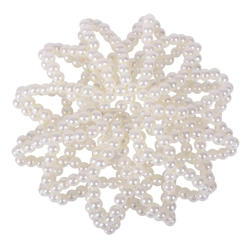 Qhp Women's Blanc Hair Net For Pearl