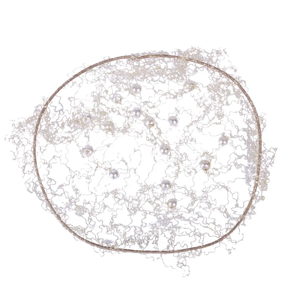 Qhp Women's Beige Hair Net For Invisible Pearl