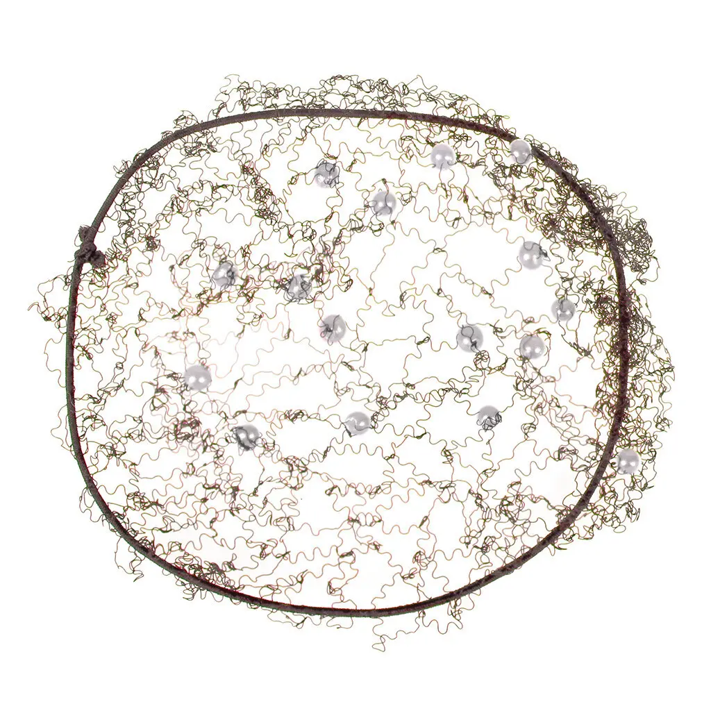Qhp Women's Marron Hair Net For Invisible Pearl
