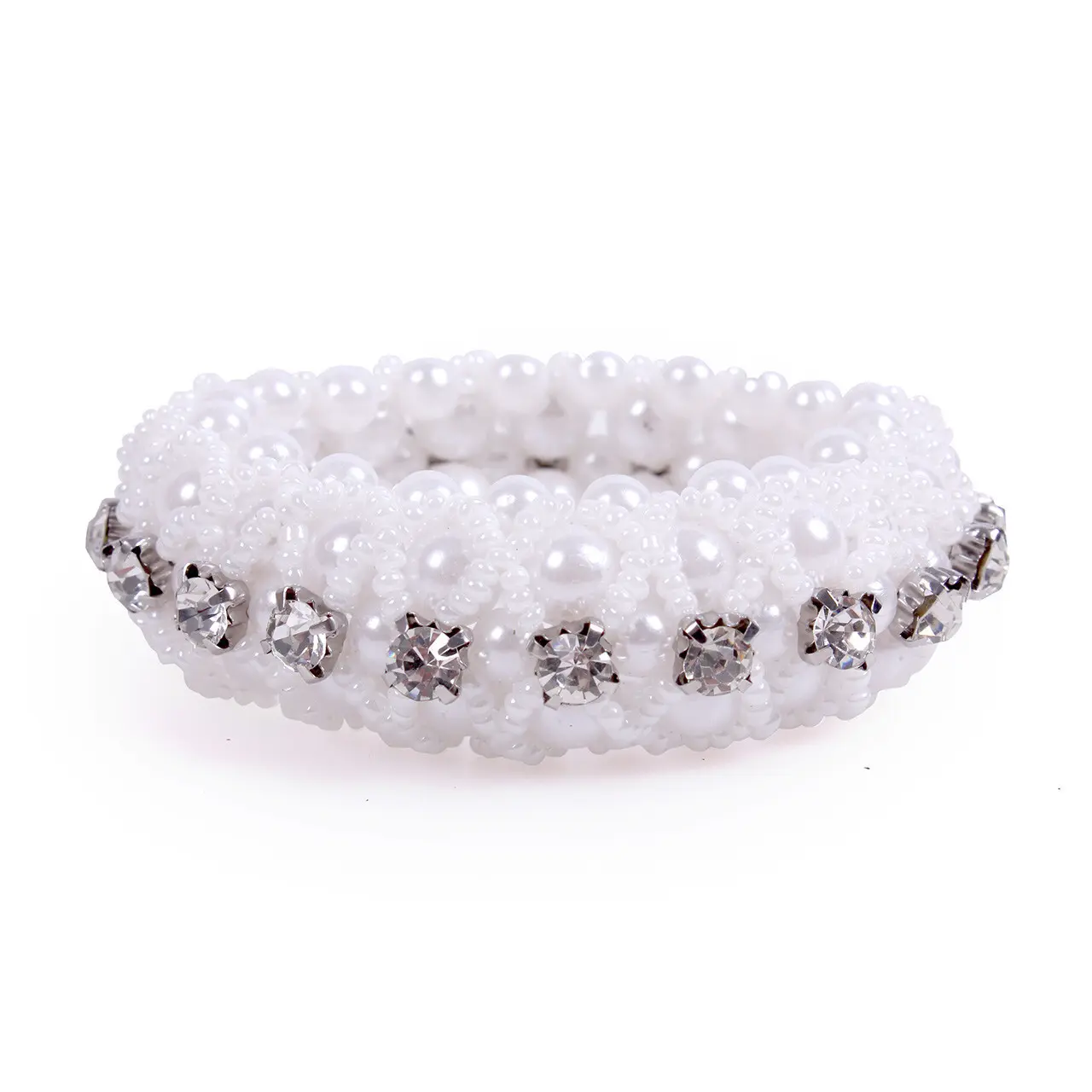 Qhp Blanc Elastic For Woman's Bun Diamond