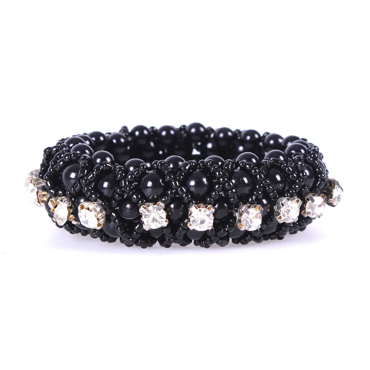 Qhp Noir Elastic For Woman's Bun Diamond