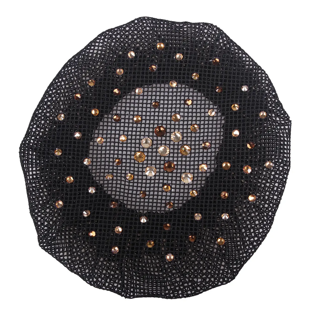 Qhp Noir Fishnet For Bun Rhinestone