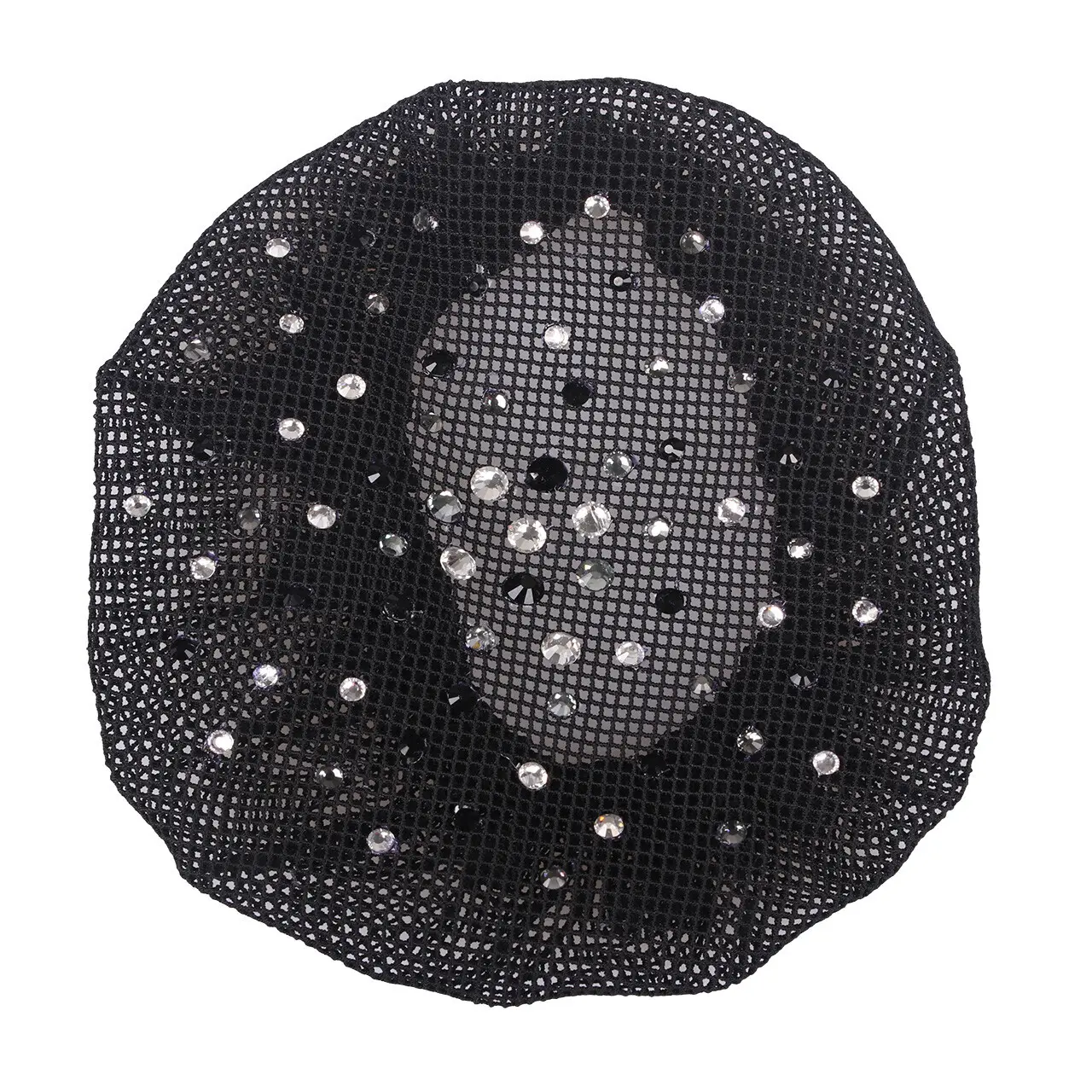Qhp Noir Fishnet For Bun Rhinestone