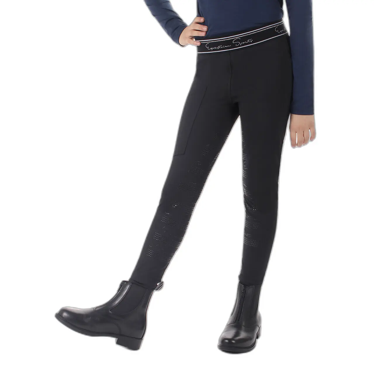 Meilleurs prix pour Legging équitation full grip fille QHP Eden