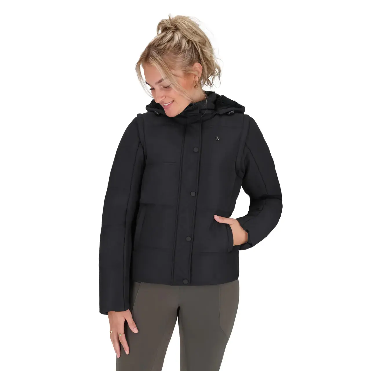 Winterjacke mit abnehmbaren Ärmeln für Reiterinnen QHP Rayah