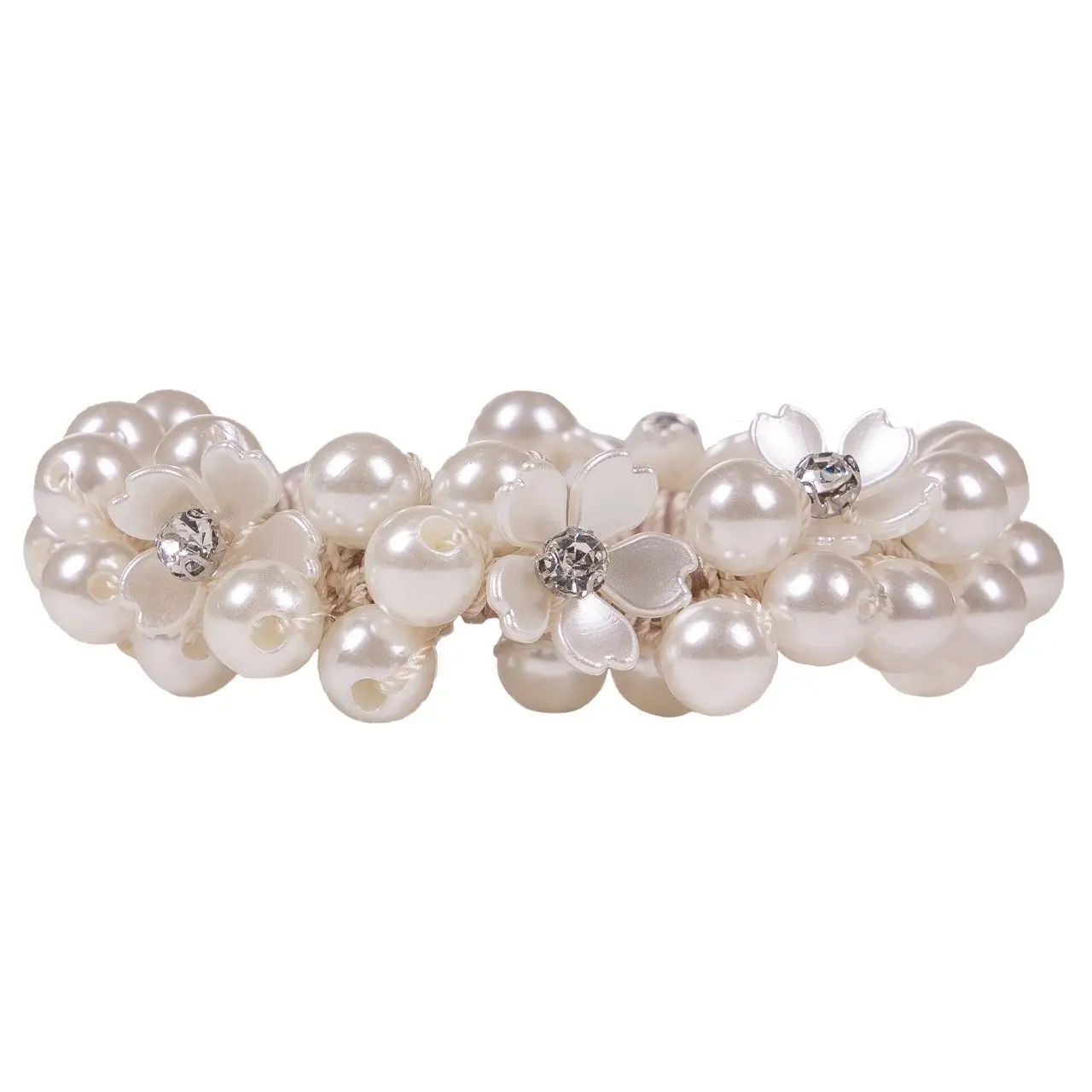 Qhp Women's Blanc Hair Elastics For Flower