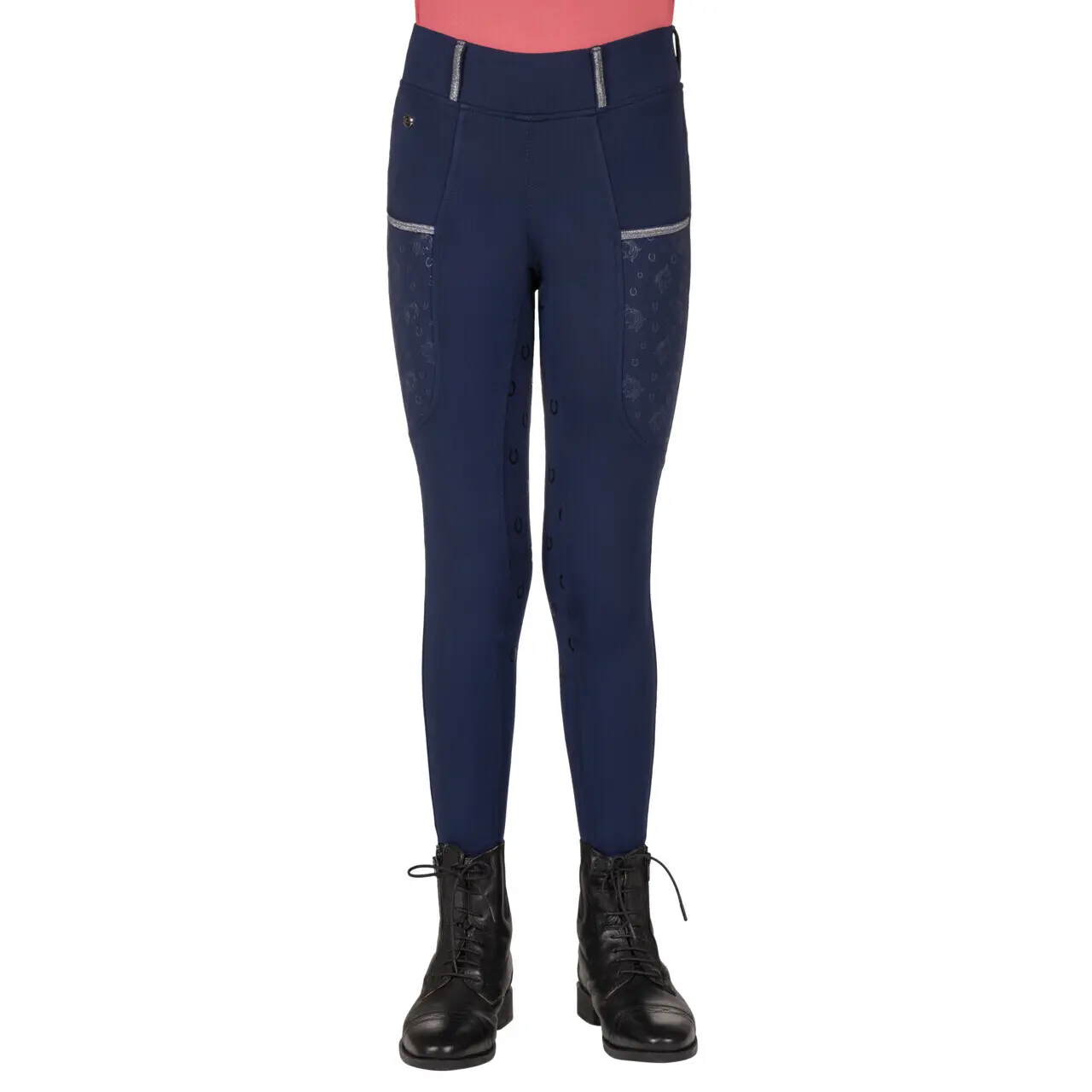 Qhp Bleu Legging Équitation Enfant Jaily