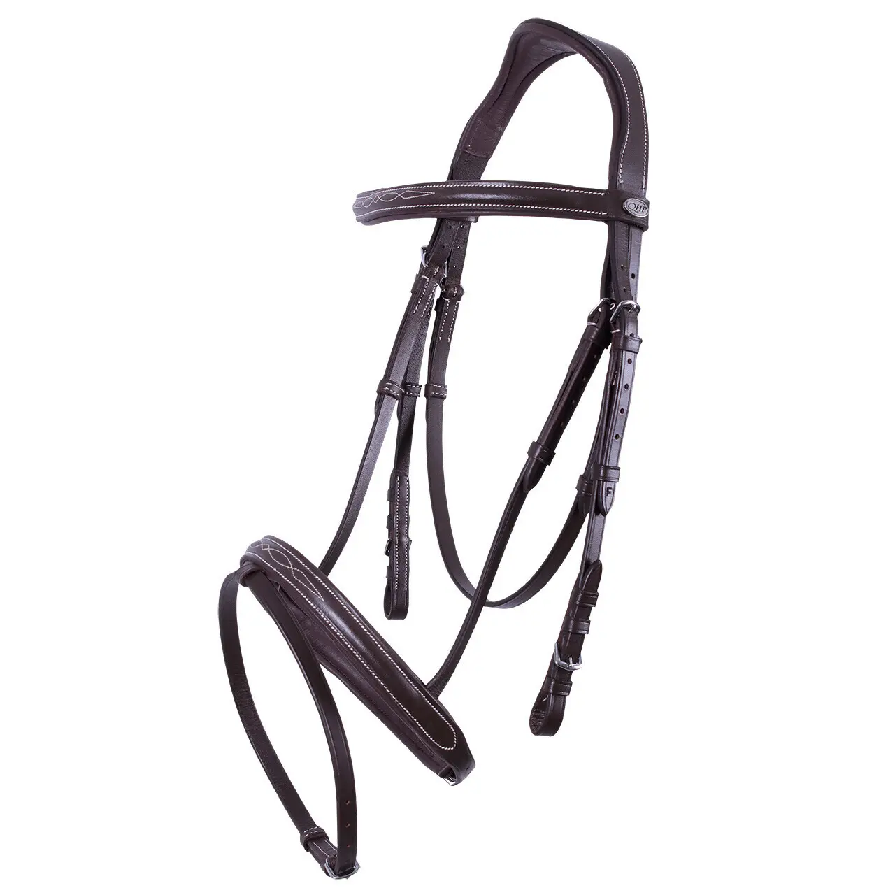 QHP Hoofdstel Luxe Stiksel - bruin - Full
