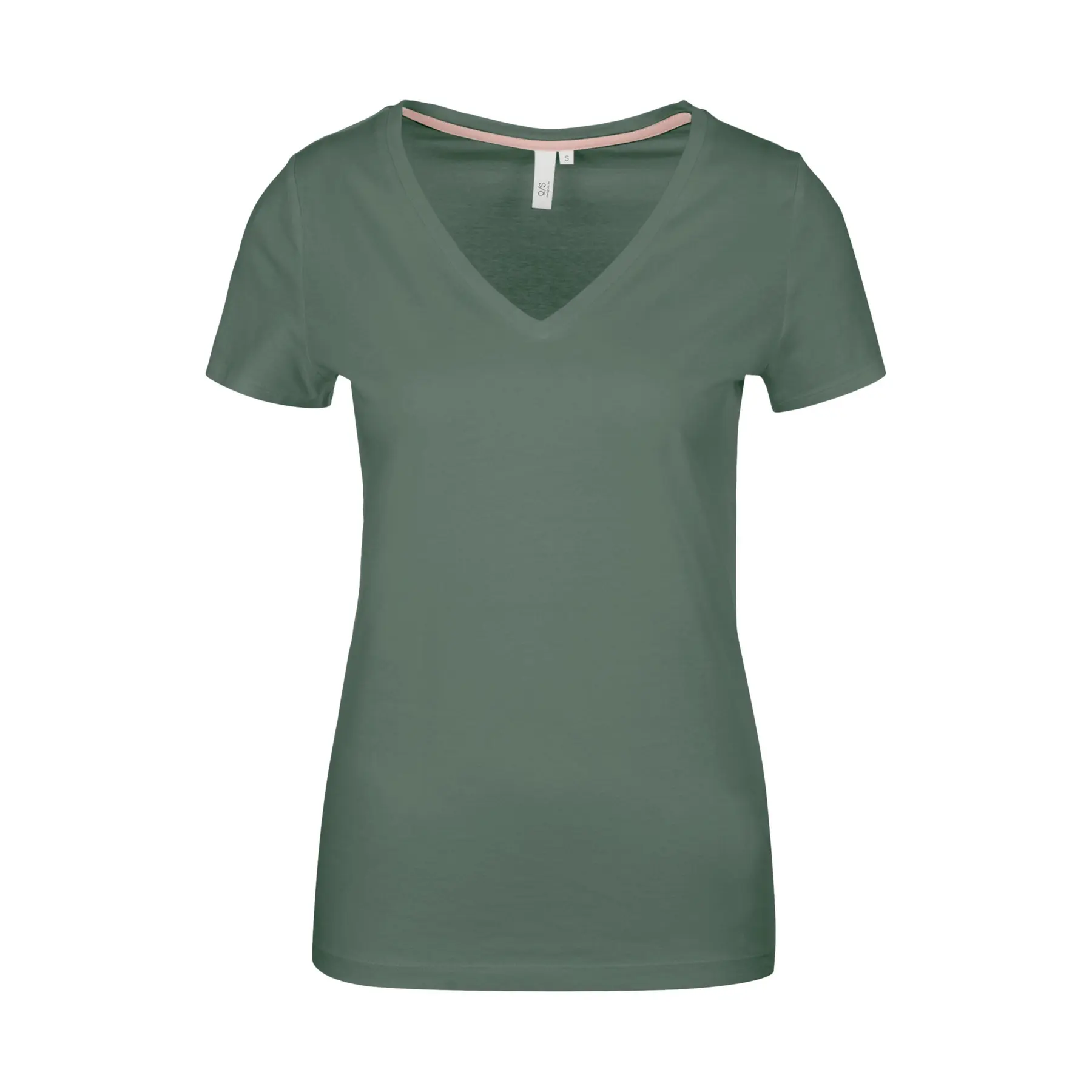 T-Shirt aus Baumwolljersey mit V-Ausschnitt für Damen QS