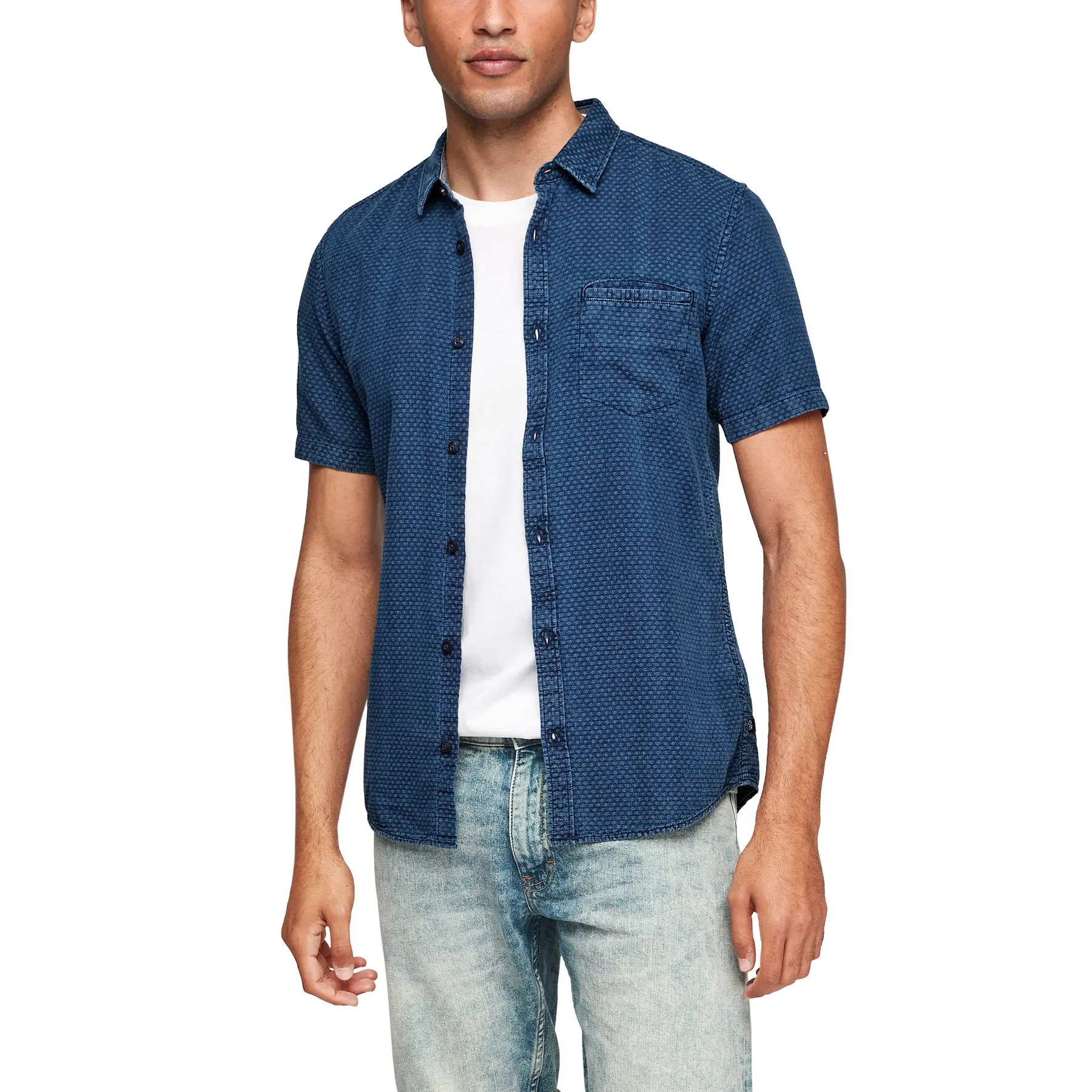 Indigo-Jacquard-Hemd QS