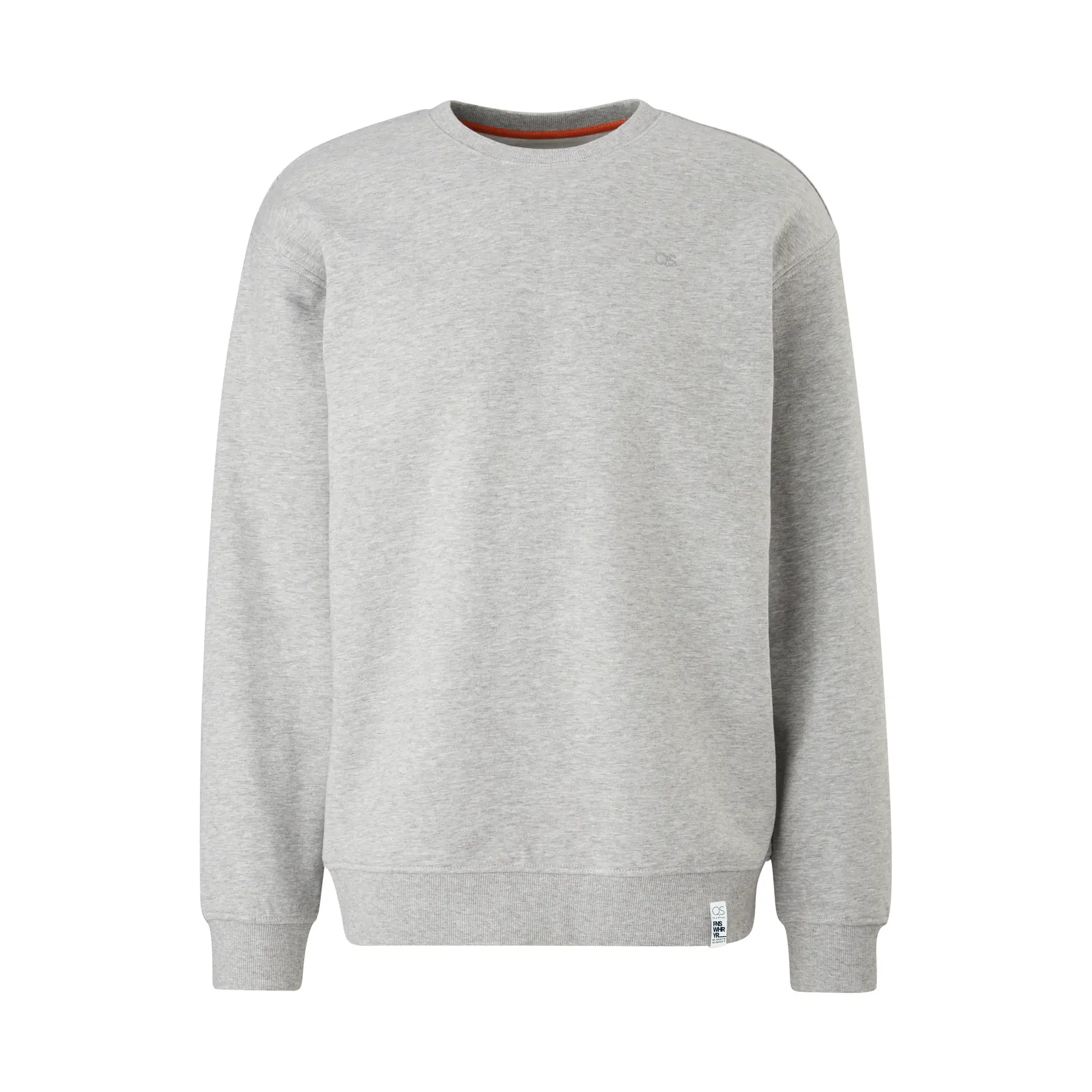 Sweatshirt meliert Rundhals mit gesticktem Logo QS