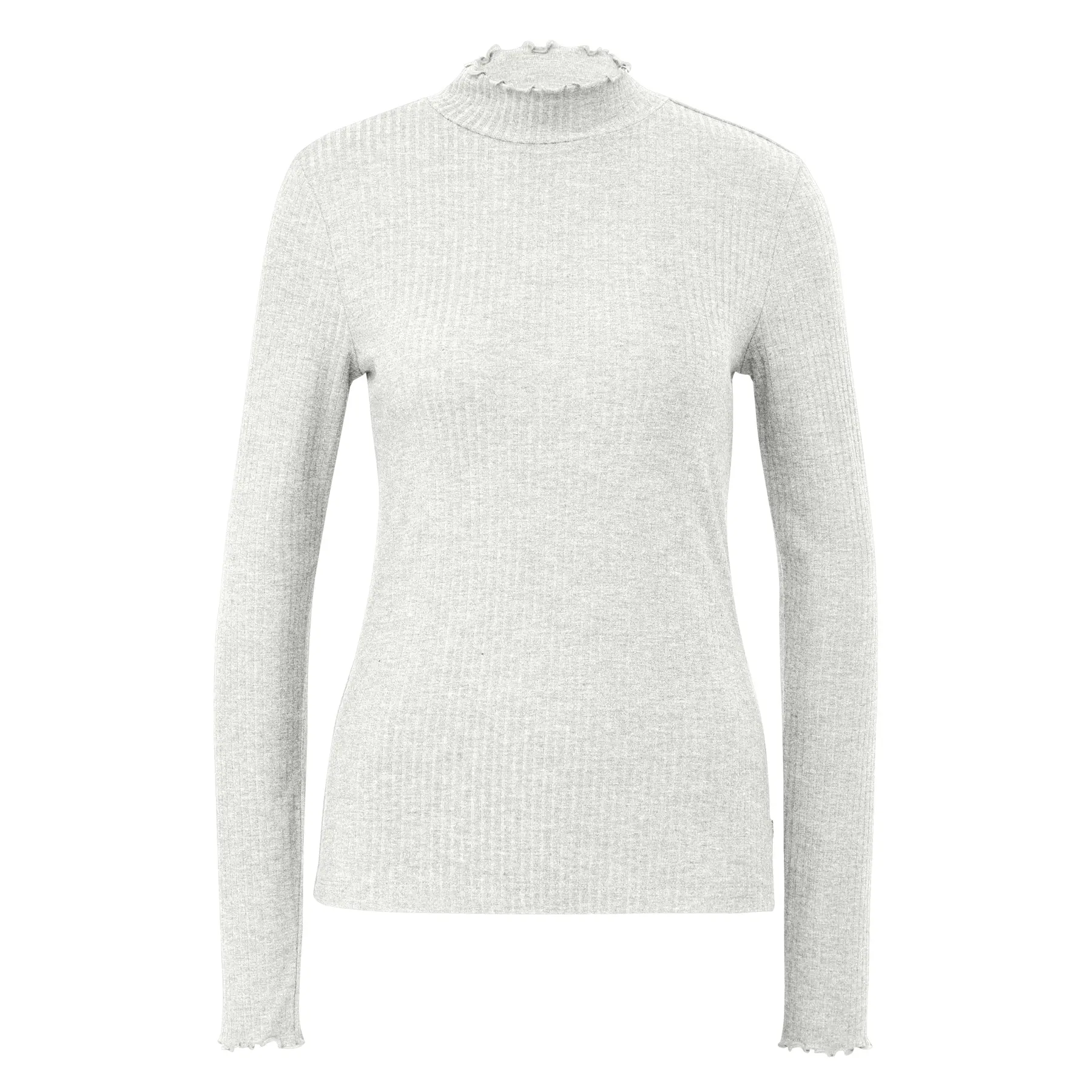 Langärmliges Tailliertes Rippenstrick-T-Shirt mit Rollkragen für Frauen QS