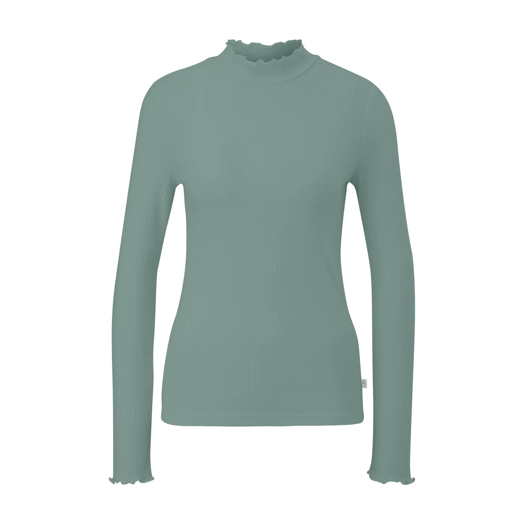 Langärmliges Tailliertes Rippenstrick-T-Shirt mit Rollkragen für Frauen QS