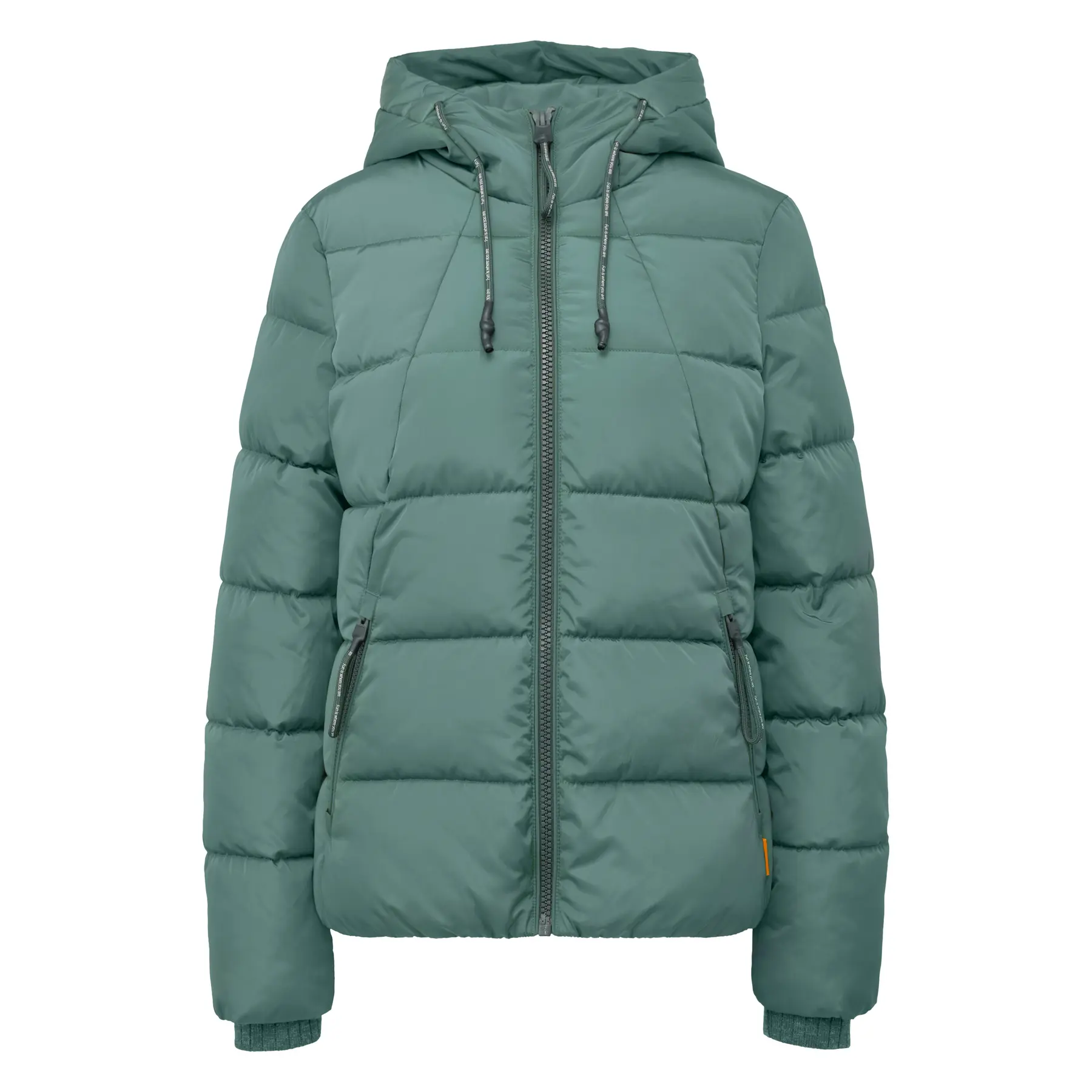 Damen Steppjacke mit Kapuze, Reißverschlusstaschen und Rippbündchen an den Ärmeln QS