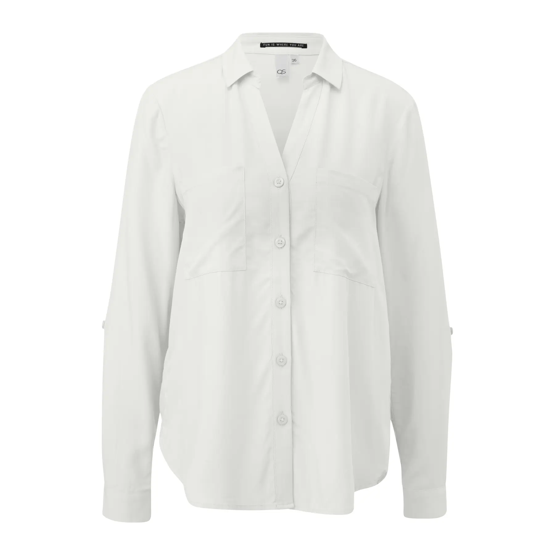 Viskose Bluse mit hochgeschlagenen Ärmeln Damen QS