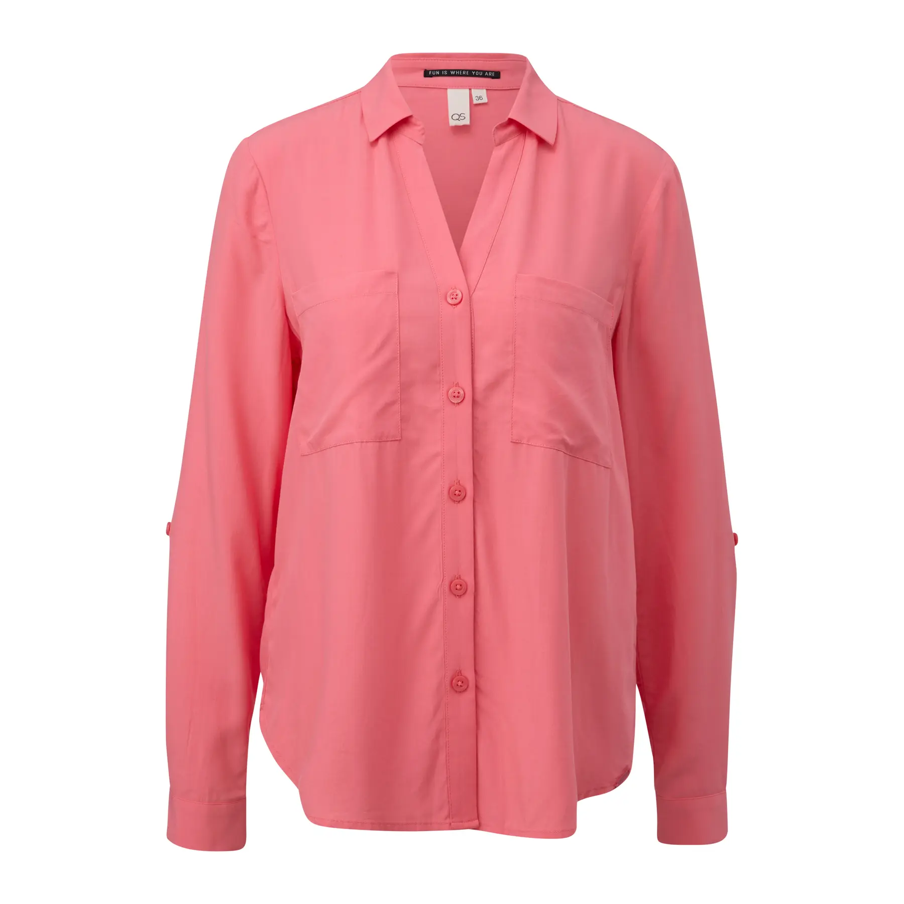 Viskose Bluse mit hochgeschlagenen Ärmeln Damen QS