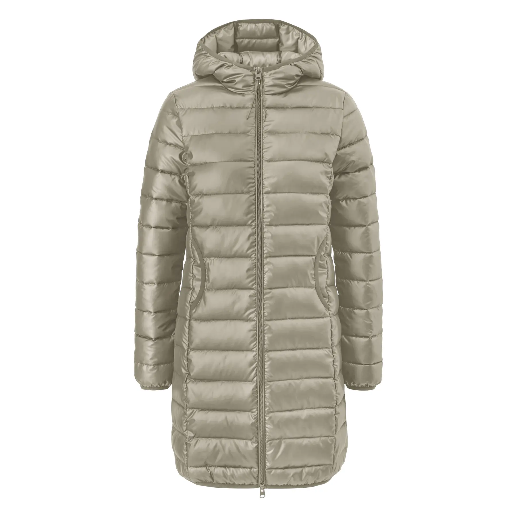 Leichte Lange Daunenjacke mit Kapuze für Damen QS