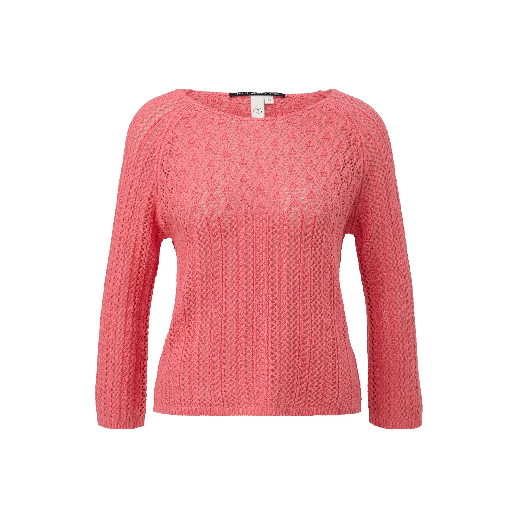 Women's Raglan Sleeve Knit Sweater With Lattice Pattern Qs