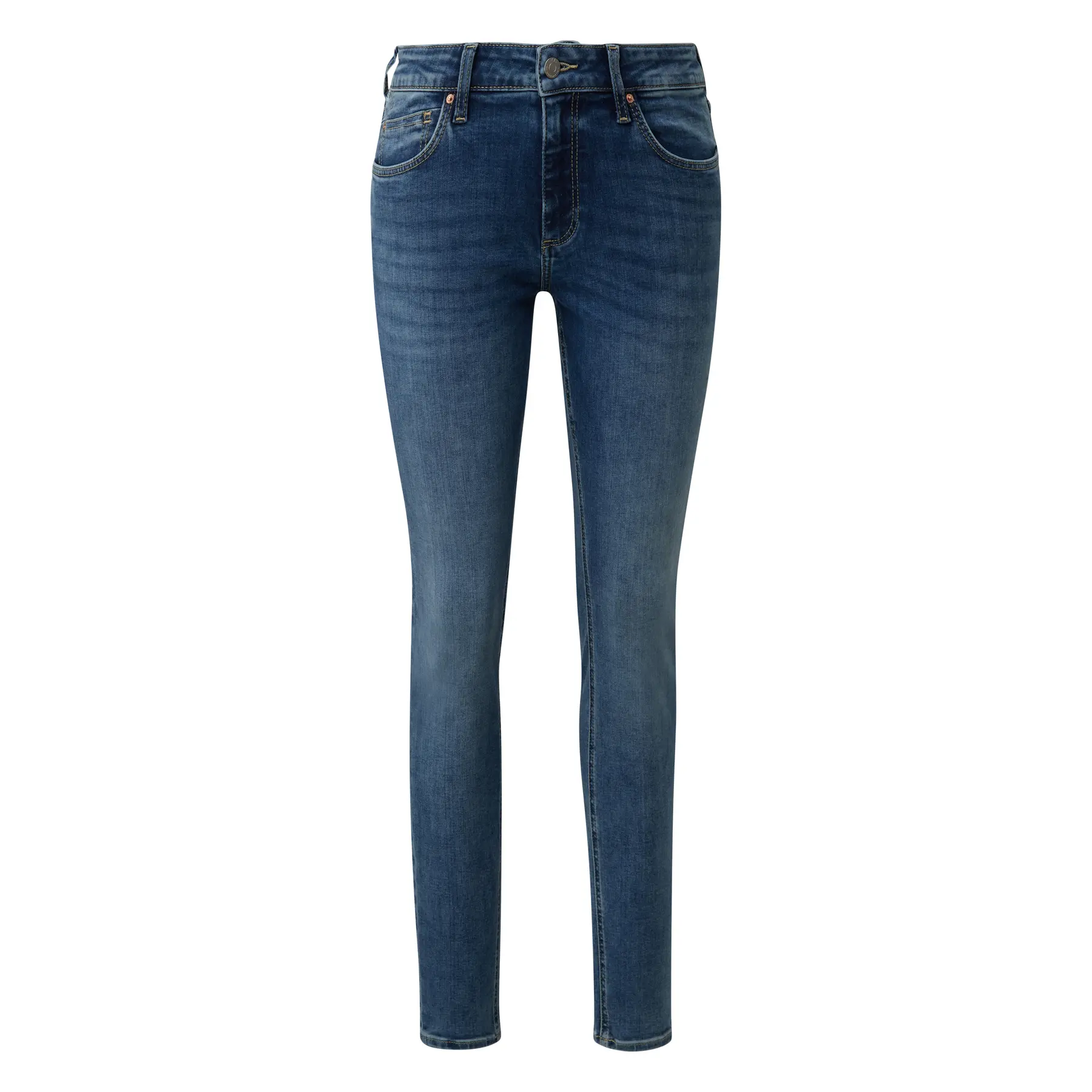 Ultra-stretch Jeans mit mittlerer Leibhöhe für Damen im Used-Look QS