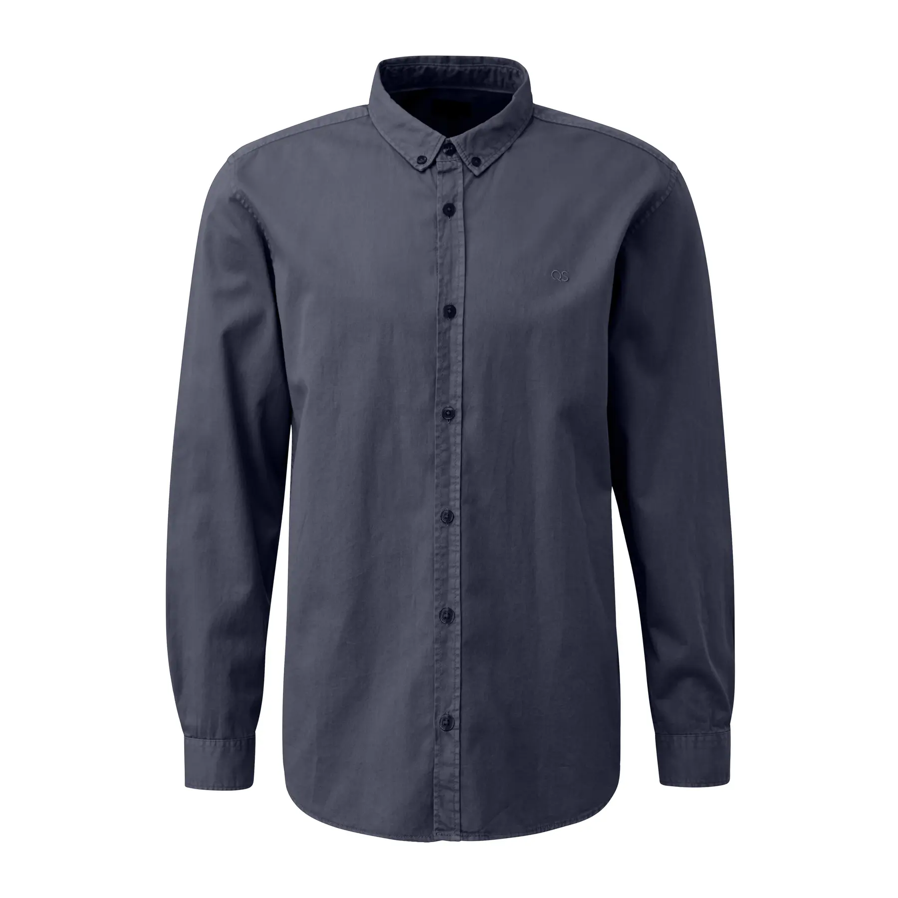 Classic Long Sleeve Shirt With Button-down Collar And Subtle Embroidery Qs