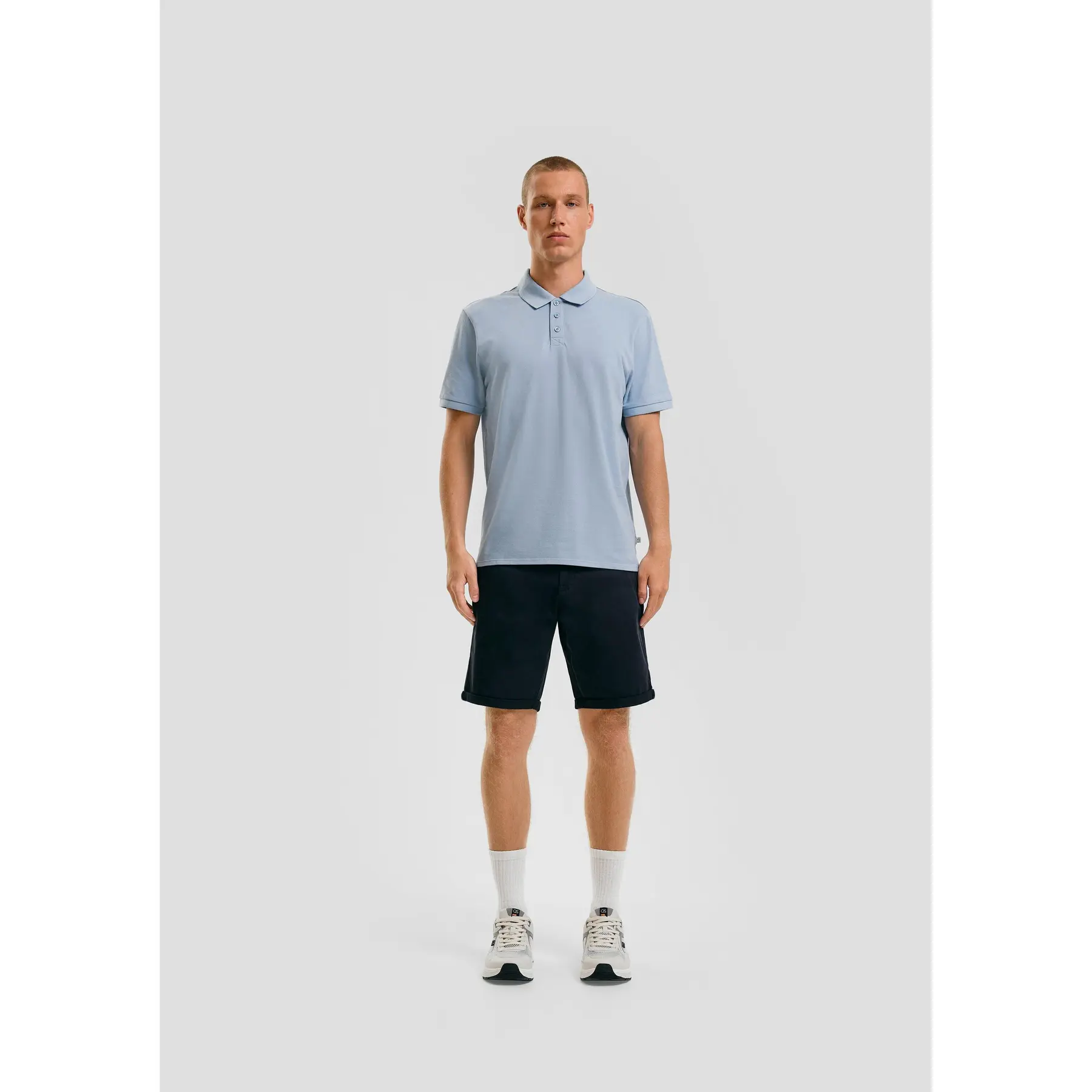 Short chino stijl John van comfortabele stretchkatoen met omslag QS