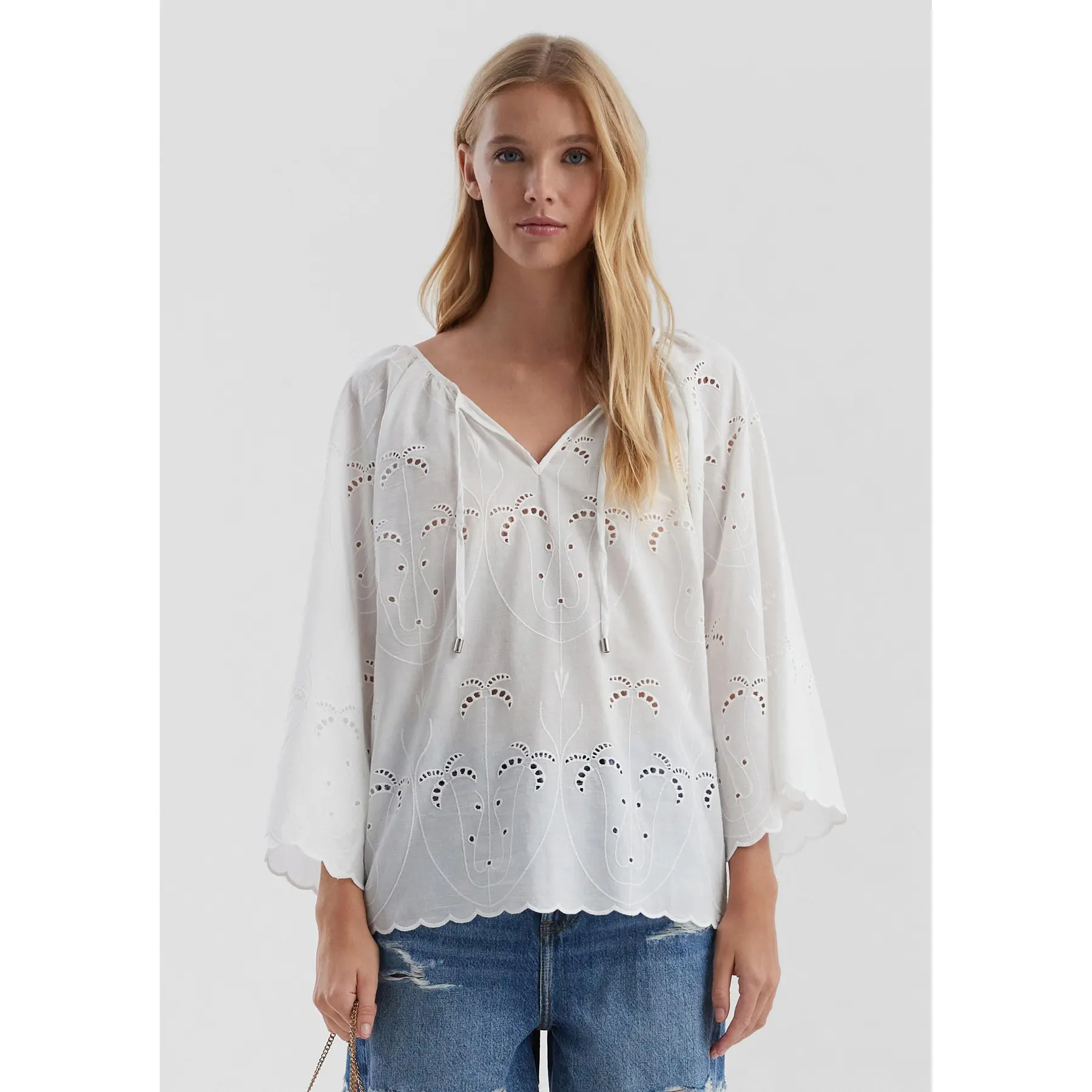 Bluse mit englischer Stickerei Damen QS