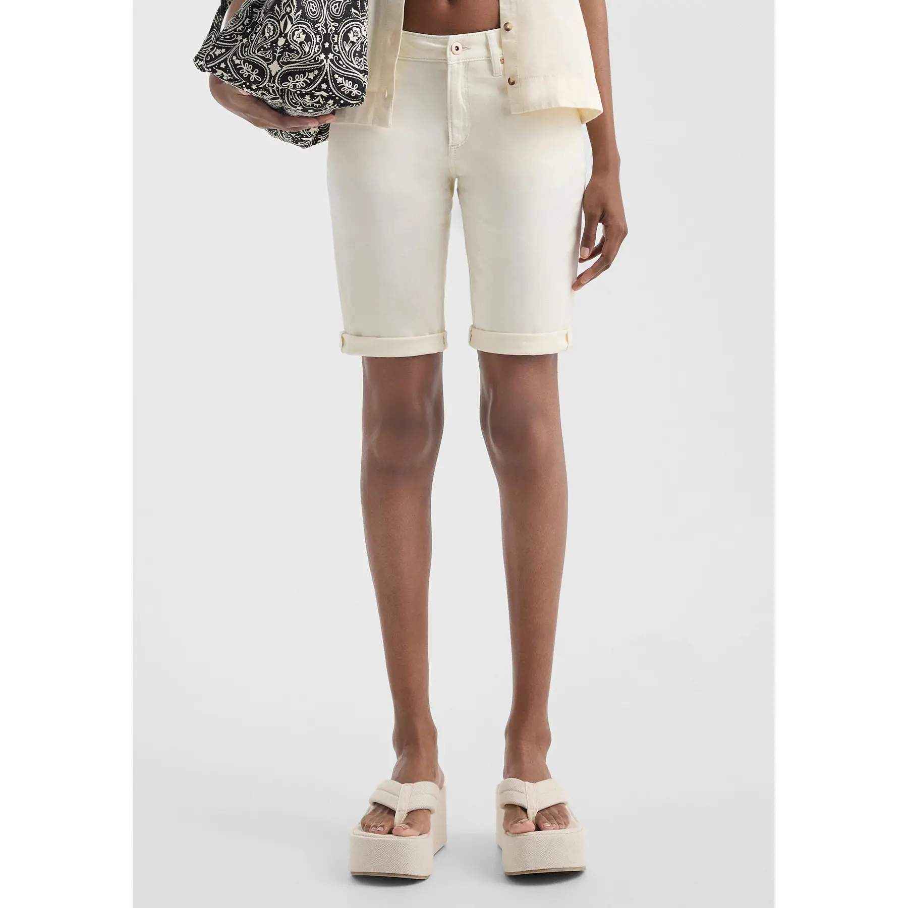Damen Slim-Fit Jeans-Bermuda mit fünf Taschen QS