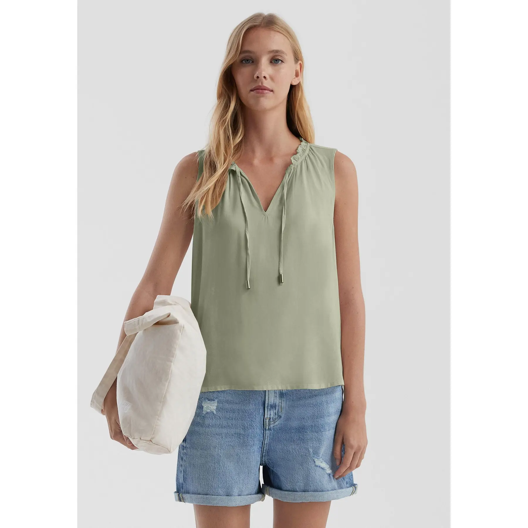 Ärmellose Viskosebluse für Frauen QS