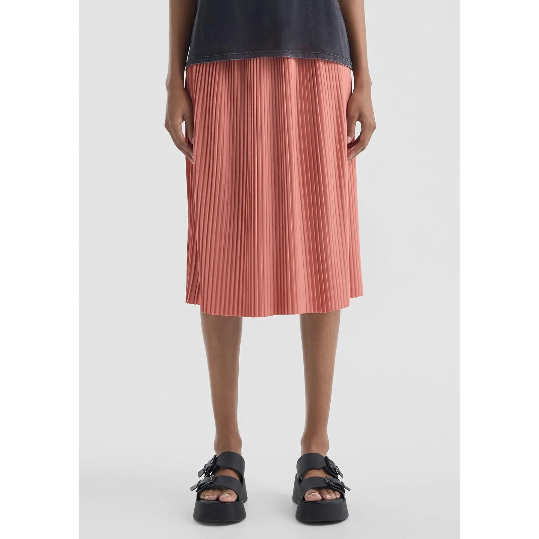 Gonna plissettata midi in jersey con vita elasticizzata donna