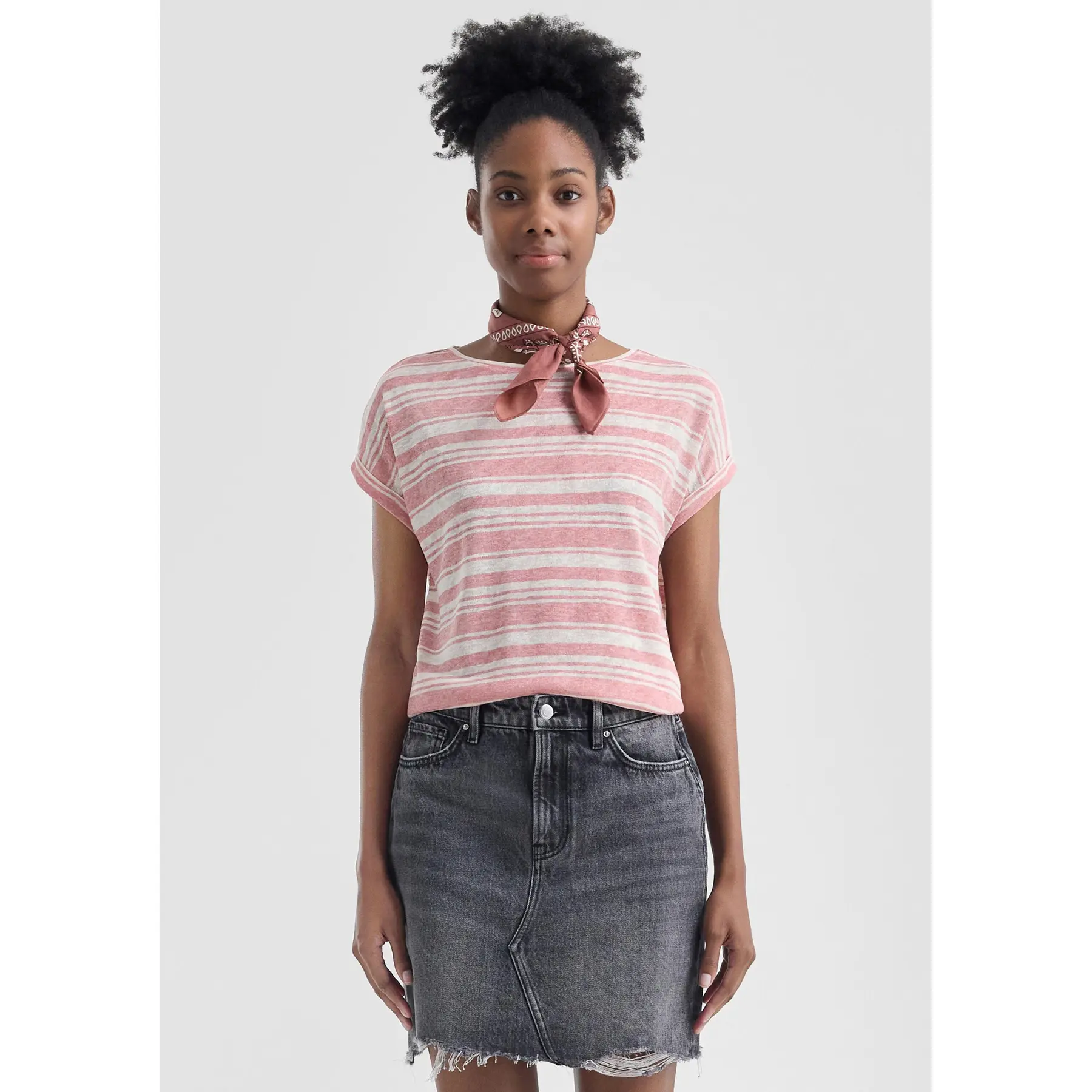 Gestreifte Damen T-Shirt aus Flammgarn QS