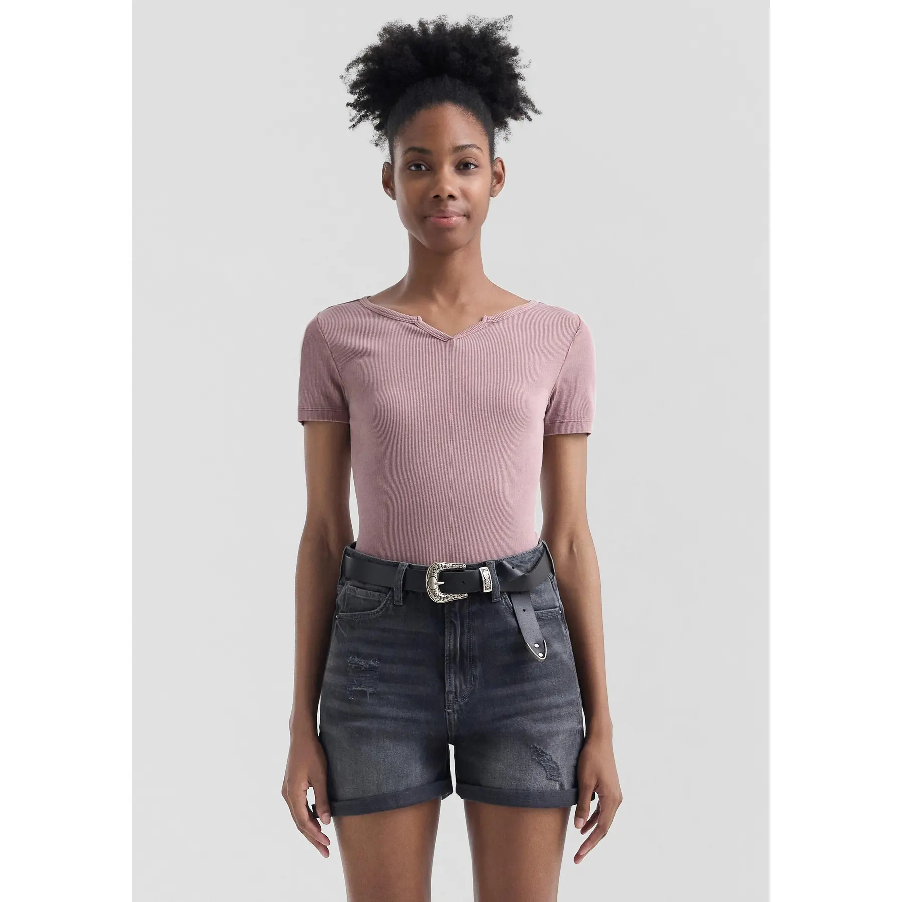 T-Shirt Slim Fit Zerrissen Damen QS