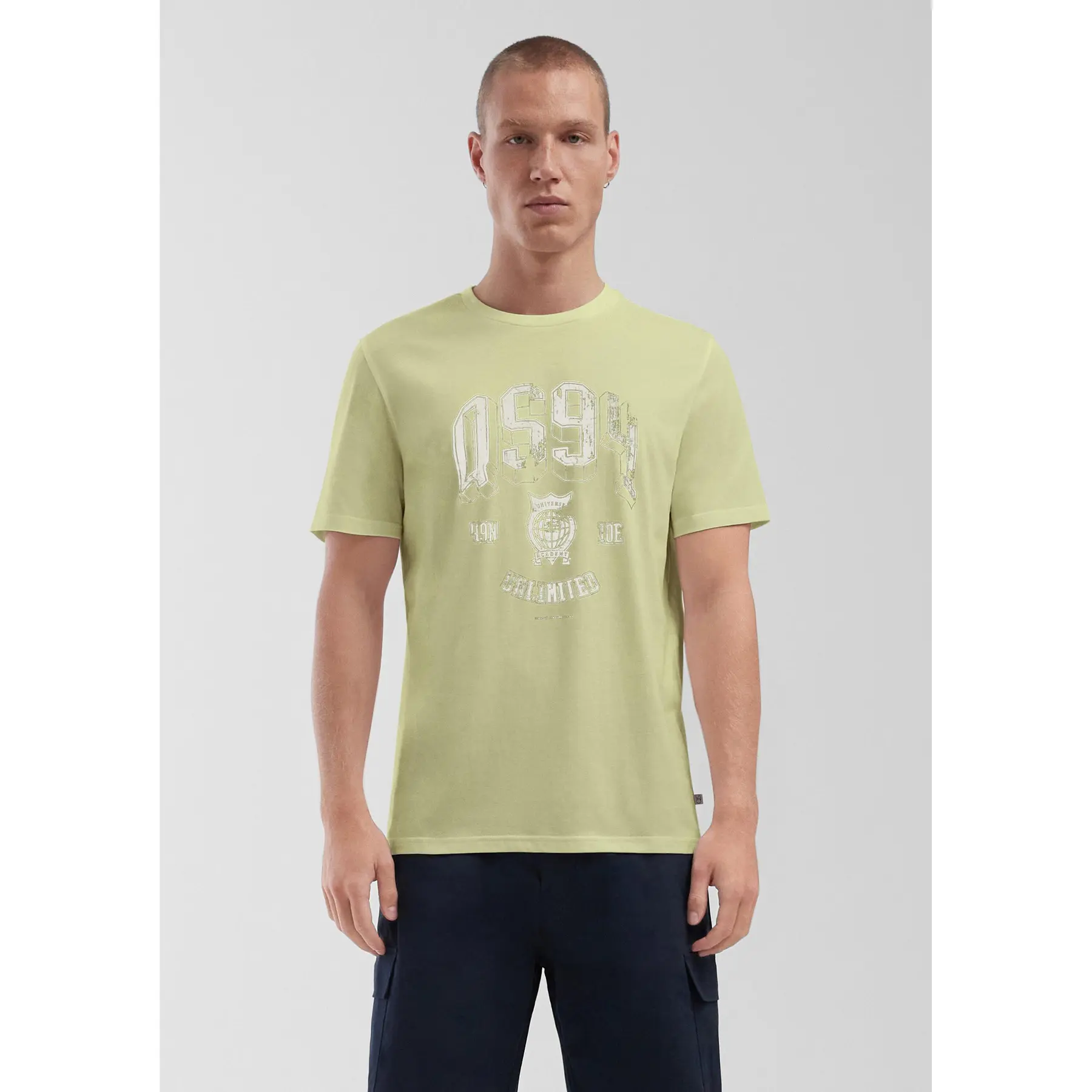 Basic T-Shirt mit Rundhalsausschnitt und Druck auf der Vorderseite QS