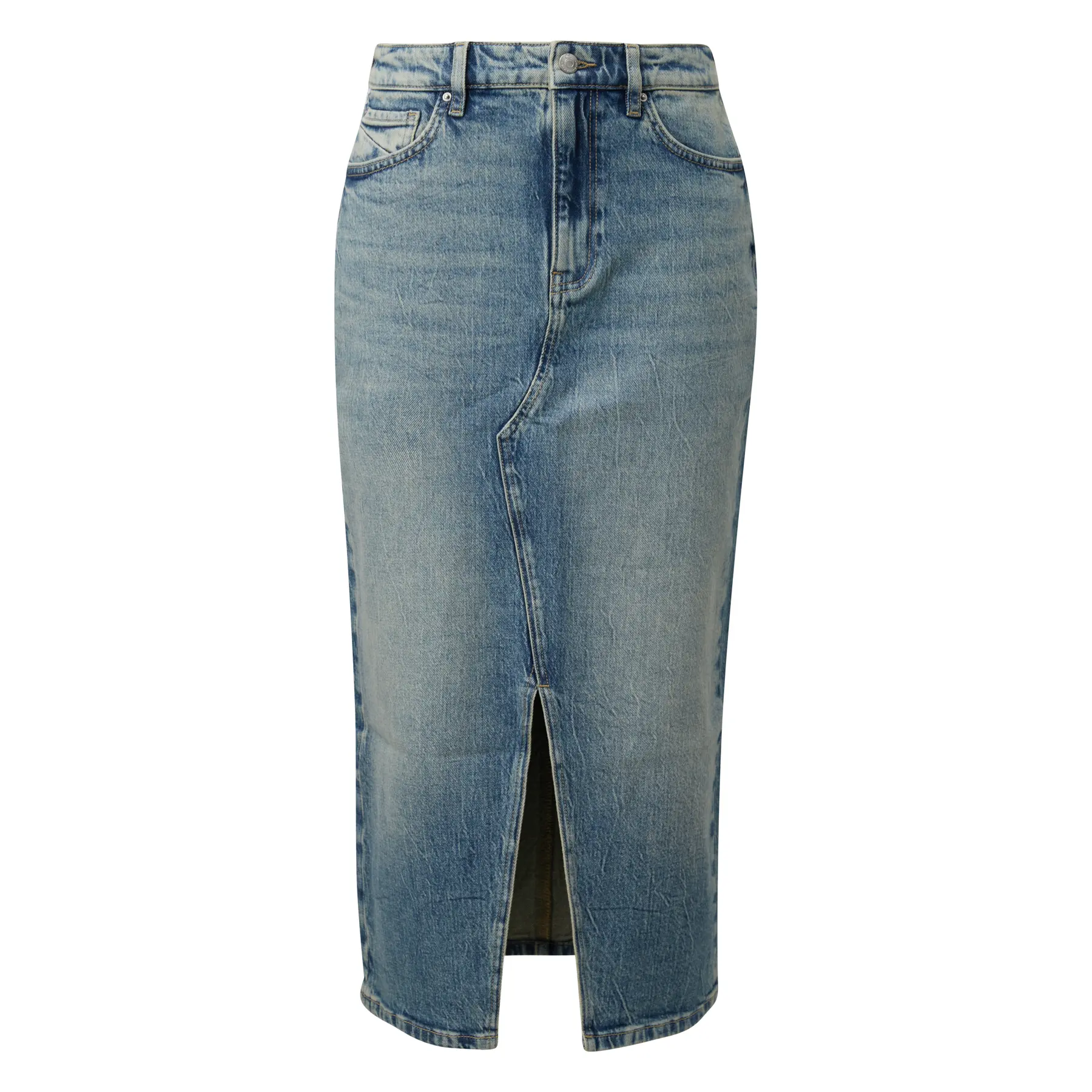 Used Effekte Midi Jeansrock Fünf Taschen Damen QS