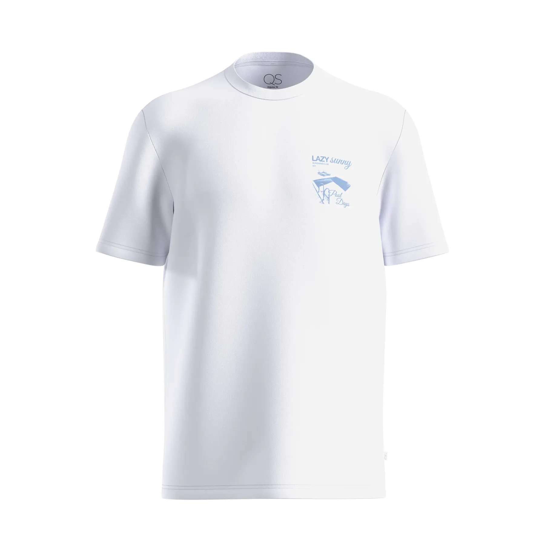 Basic T-Shirt Mit Rundhalsausschnitt Und Kleinem Druck Auf Der Brust QS